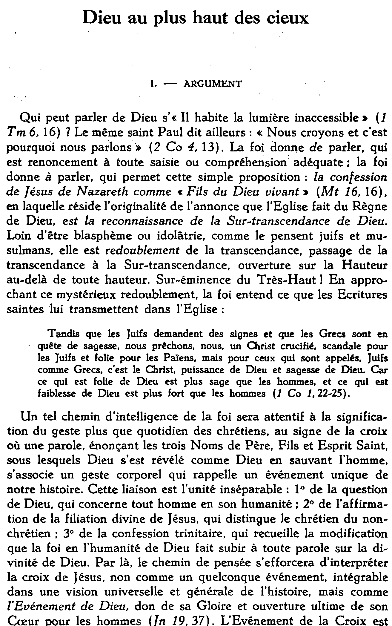 Dieu au plus haut des cieux