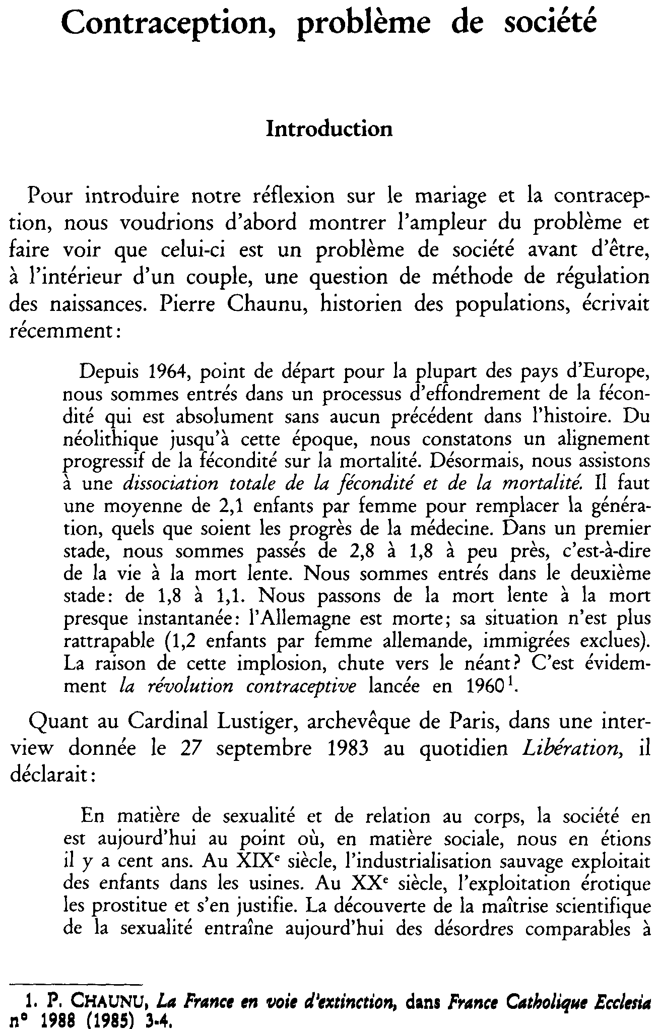 Contraception, problème de société