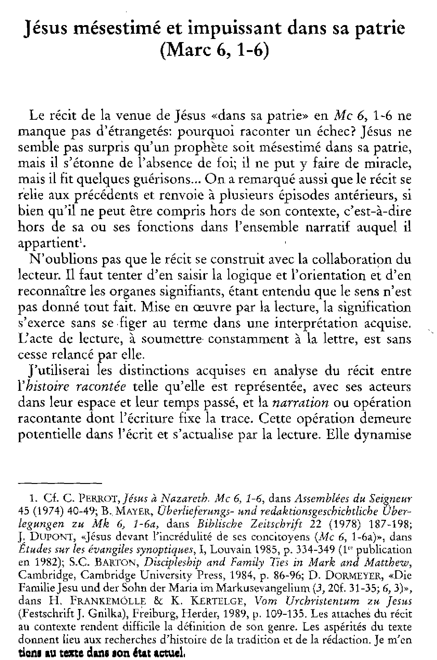 Jésus mésestimé et impuissant dans sa patrie (Marc 6, 1-6)