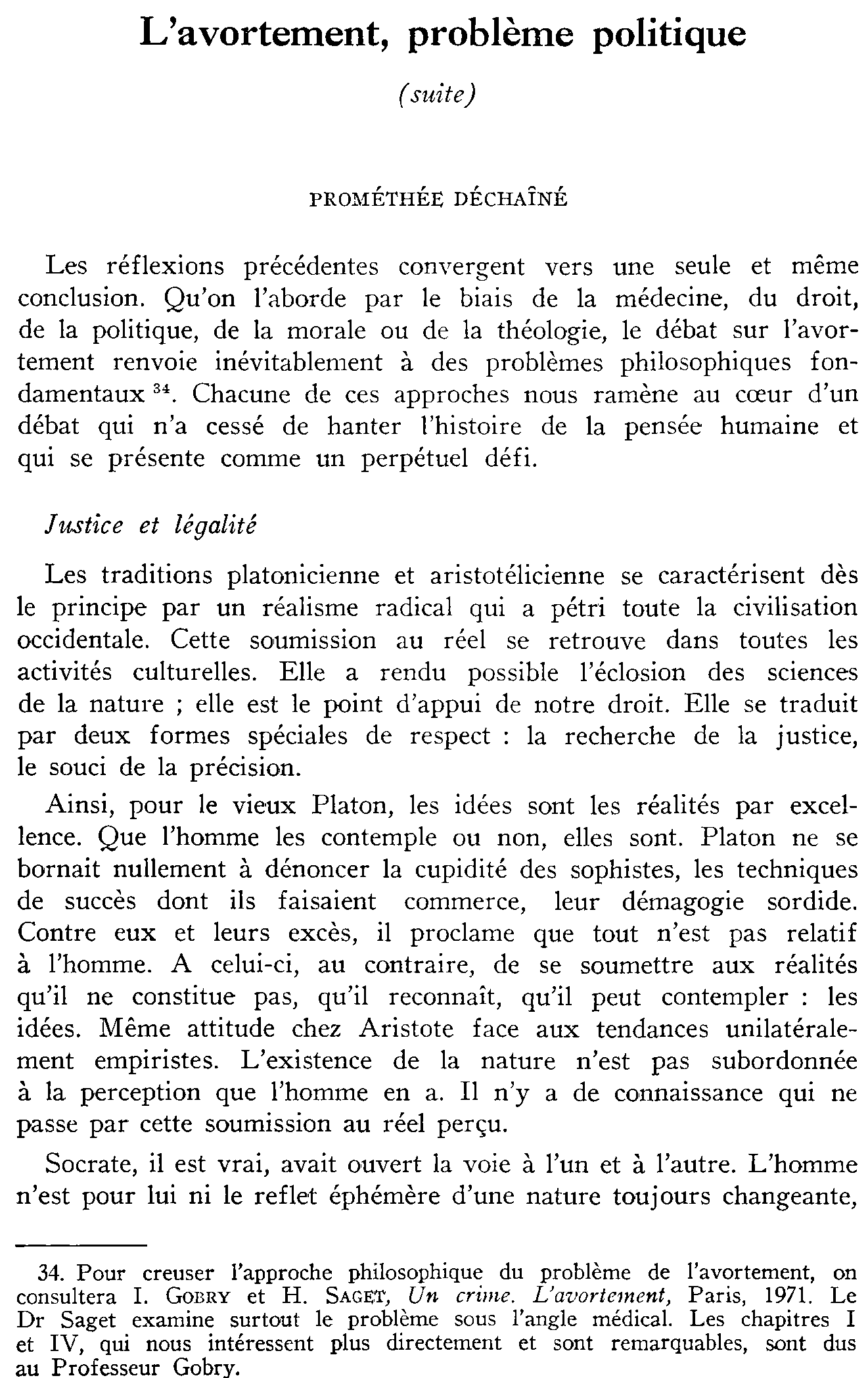 L'avortement, problème politique (suite)