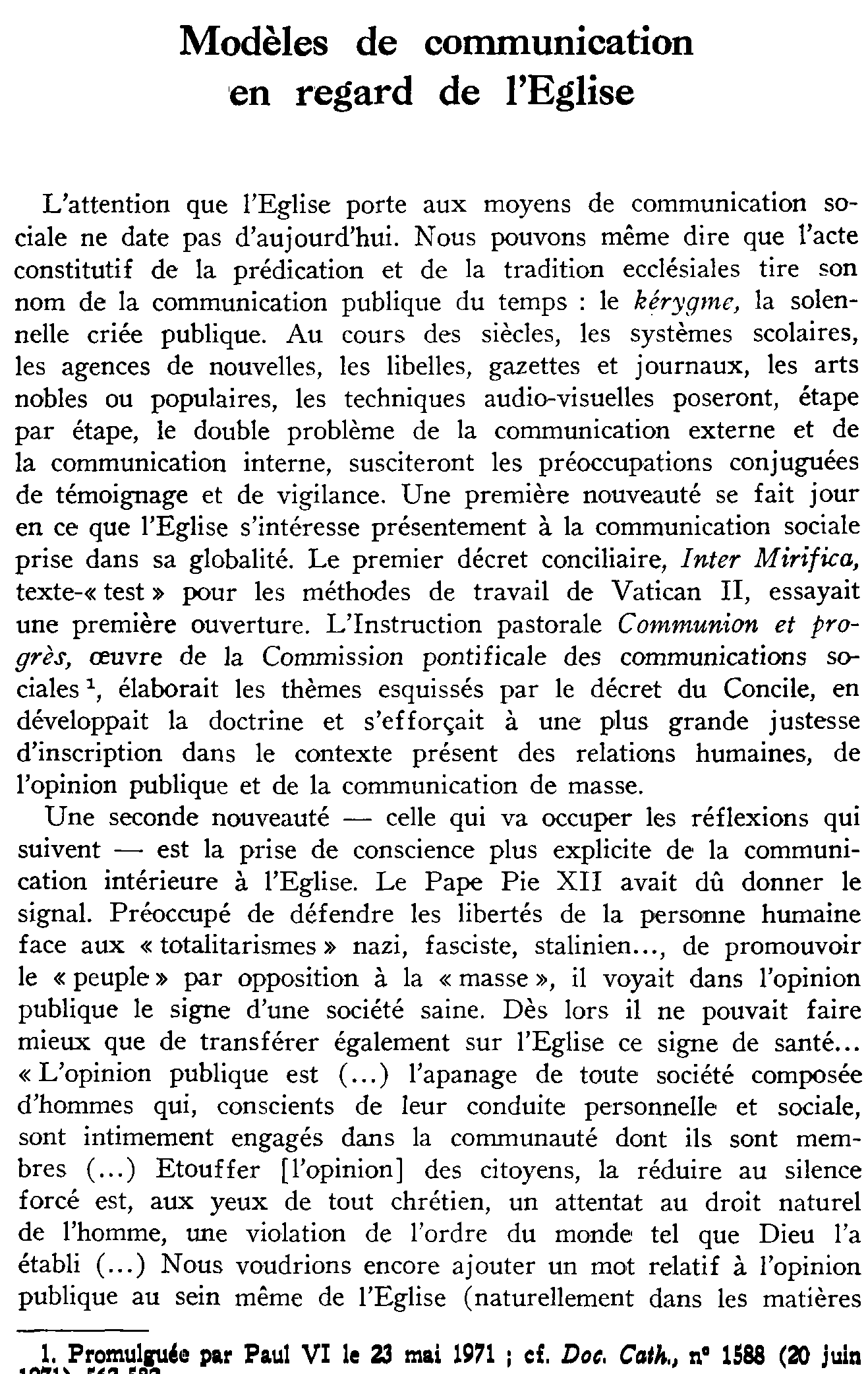 Modèles de communication en regard de l'Église