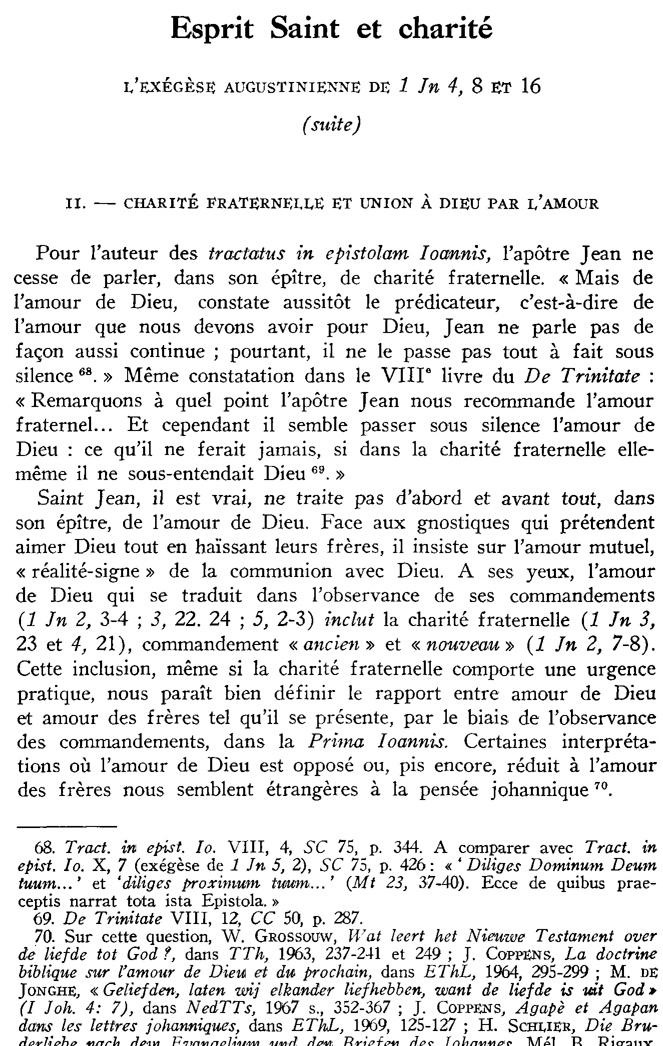 Esprit Saint et charité. L'exégèse augustinienne de 1 Jean 4,8 et 16 (suite)