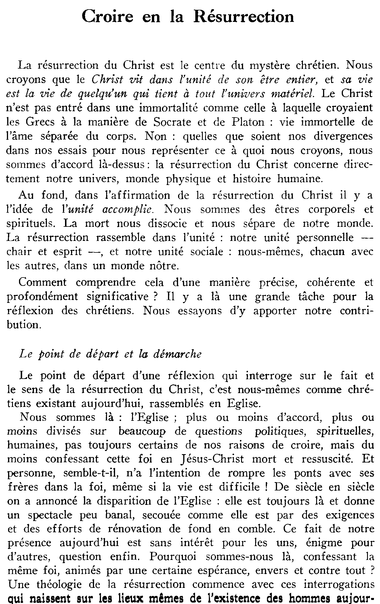 Croire en la Résurrection (à suivre)