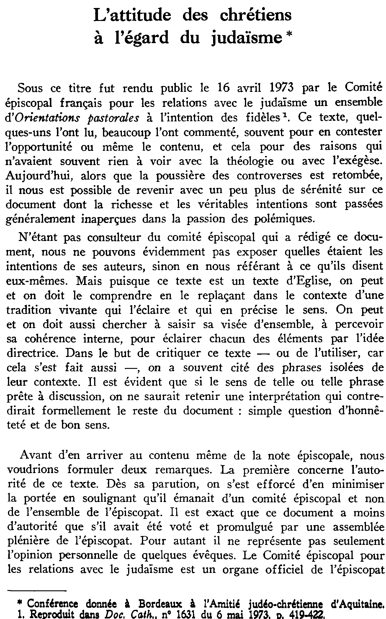 L'attitude des chrétiens à l'égard du judaïsme