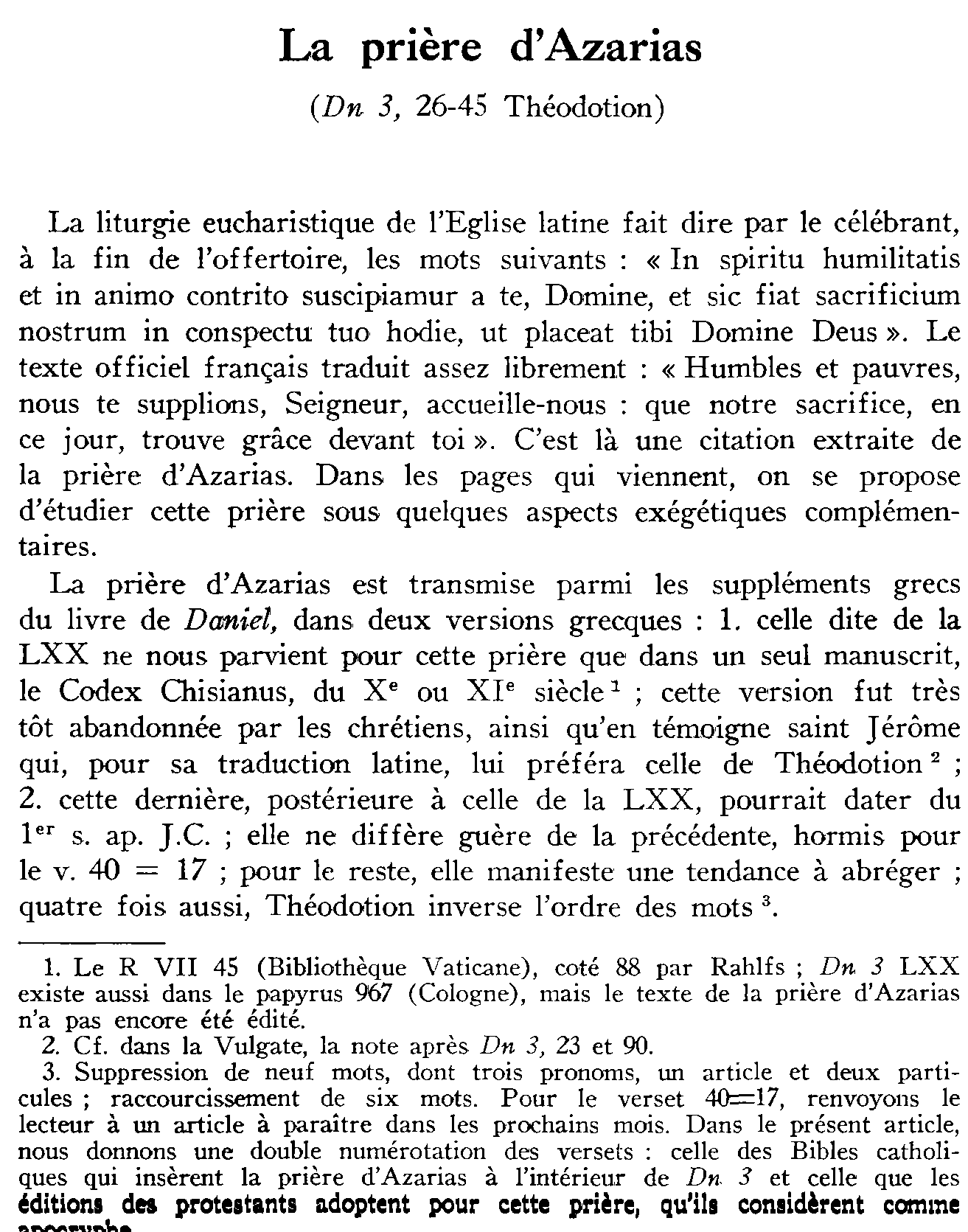 La prière d'Azarias (Daniel 3,26-45 Théodotion)