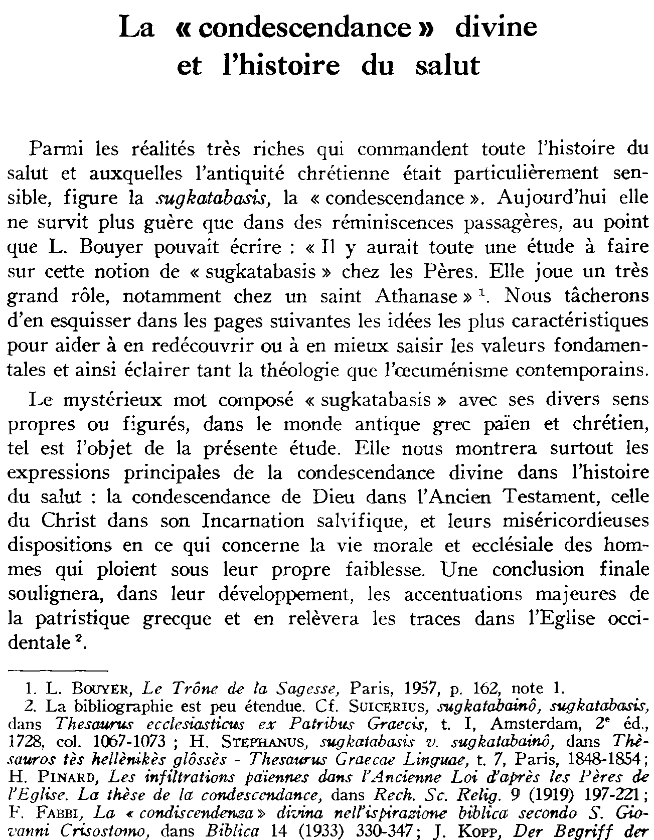 La «condescendance» divine et l'histoire du salut