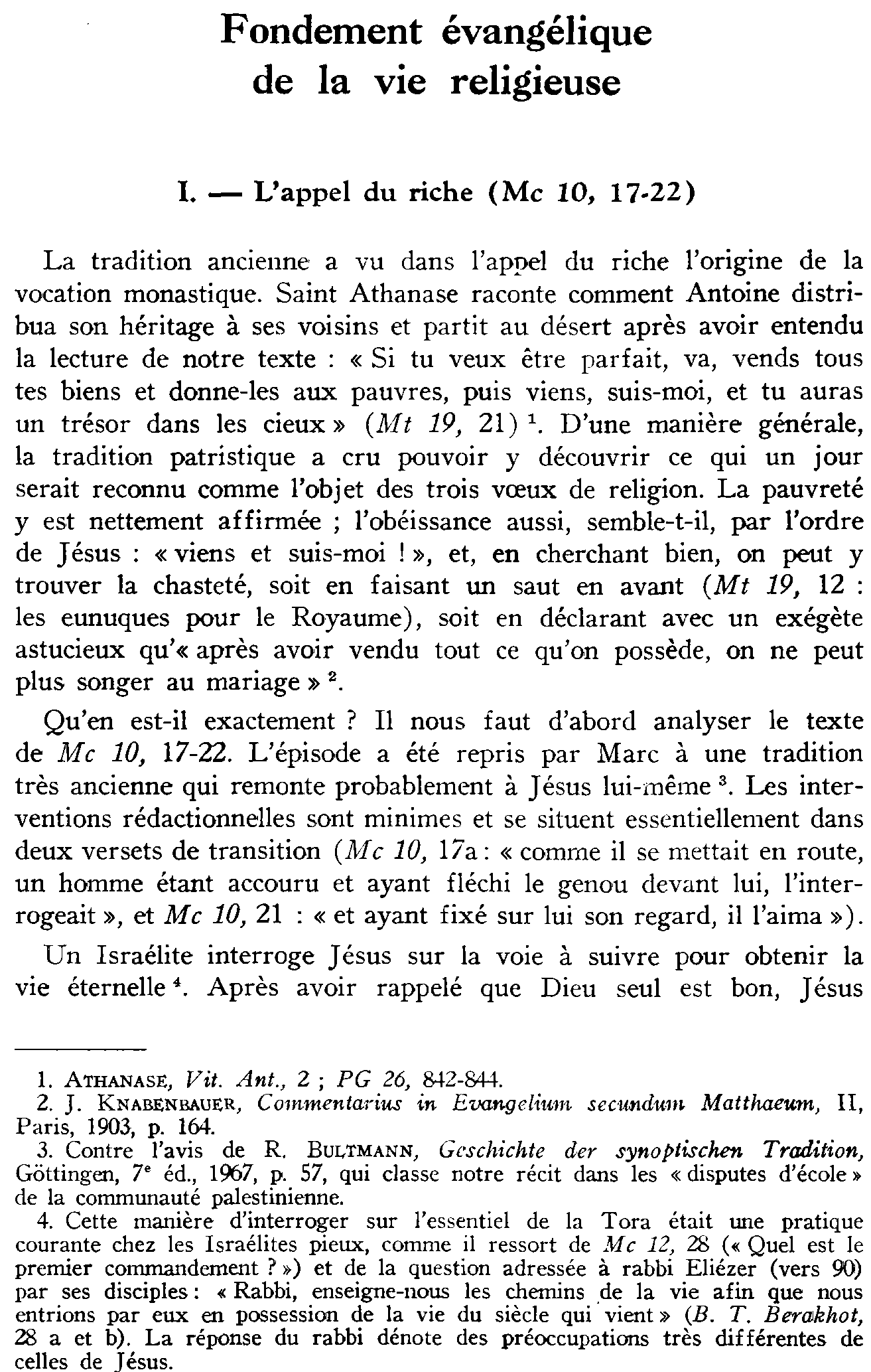 Fondement évangélique de la vie religieuse