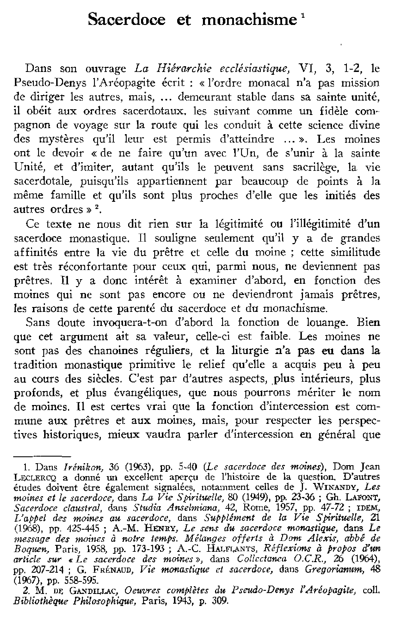 Sacerdoce et monachisme