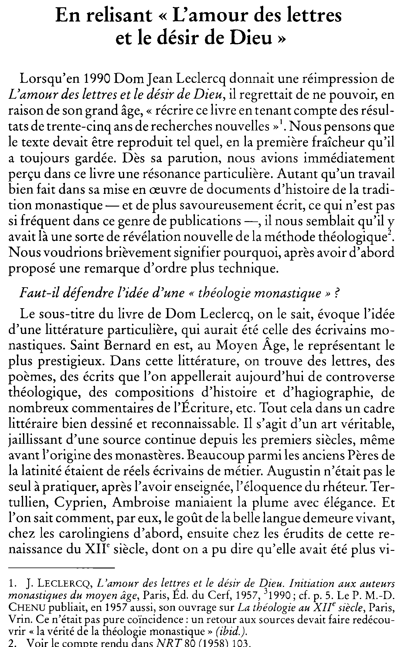 En relisant «L'amour des lettres et le désir de Dieu»