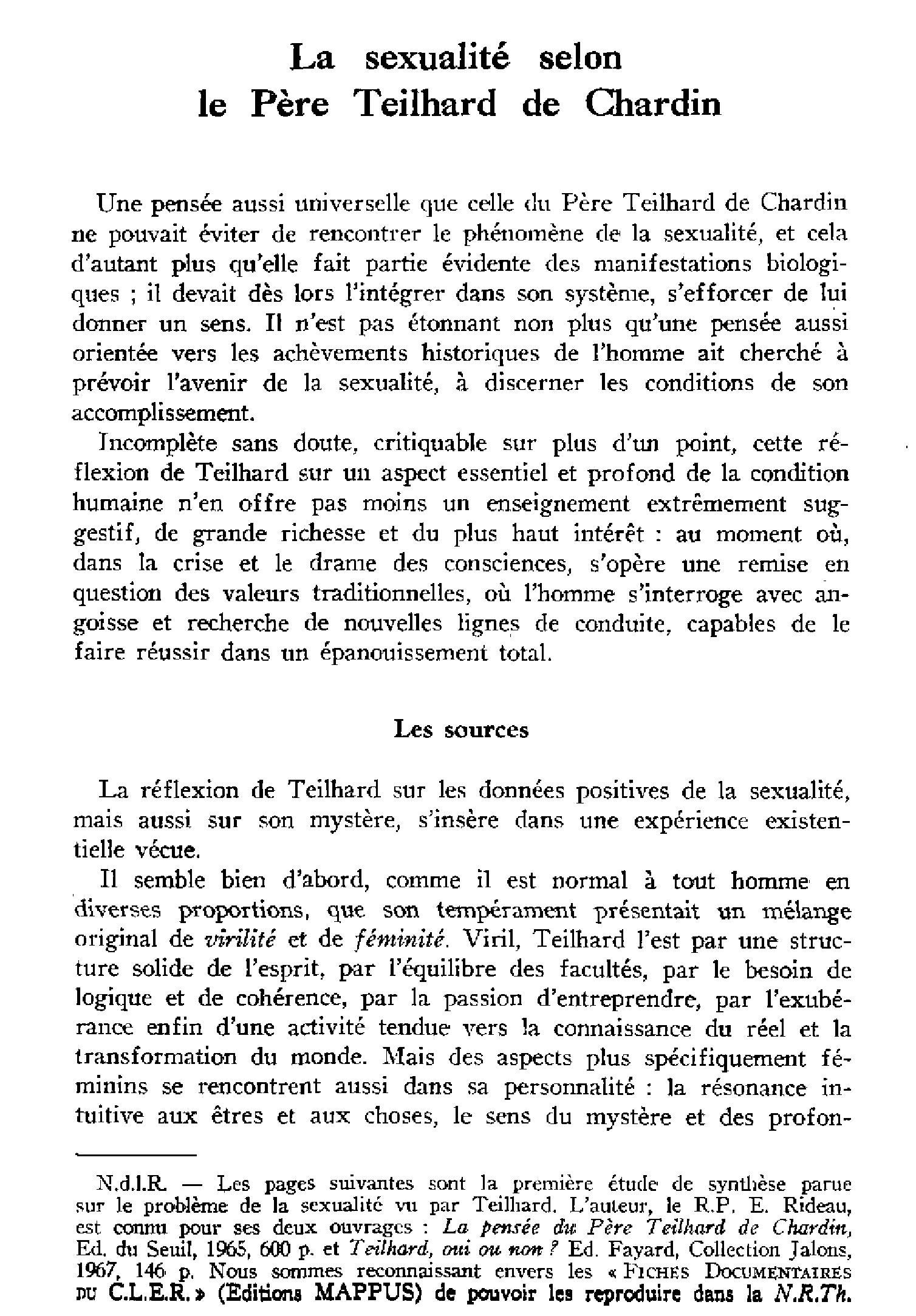 La sexualité selon le Père Teilhard de Chardin