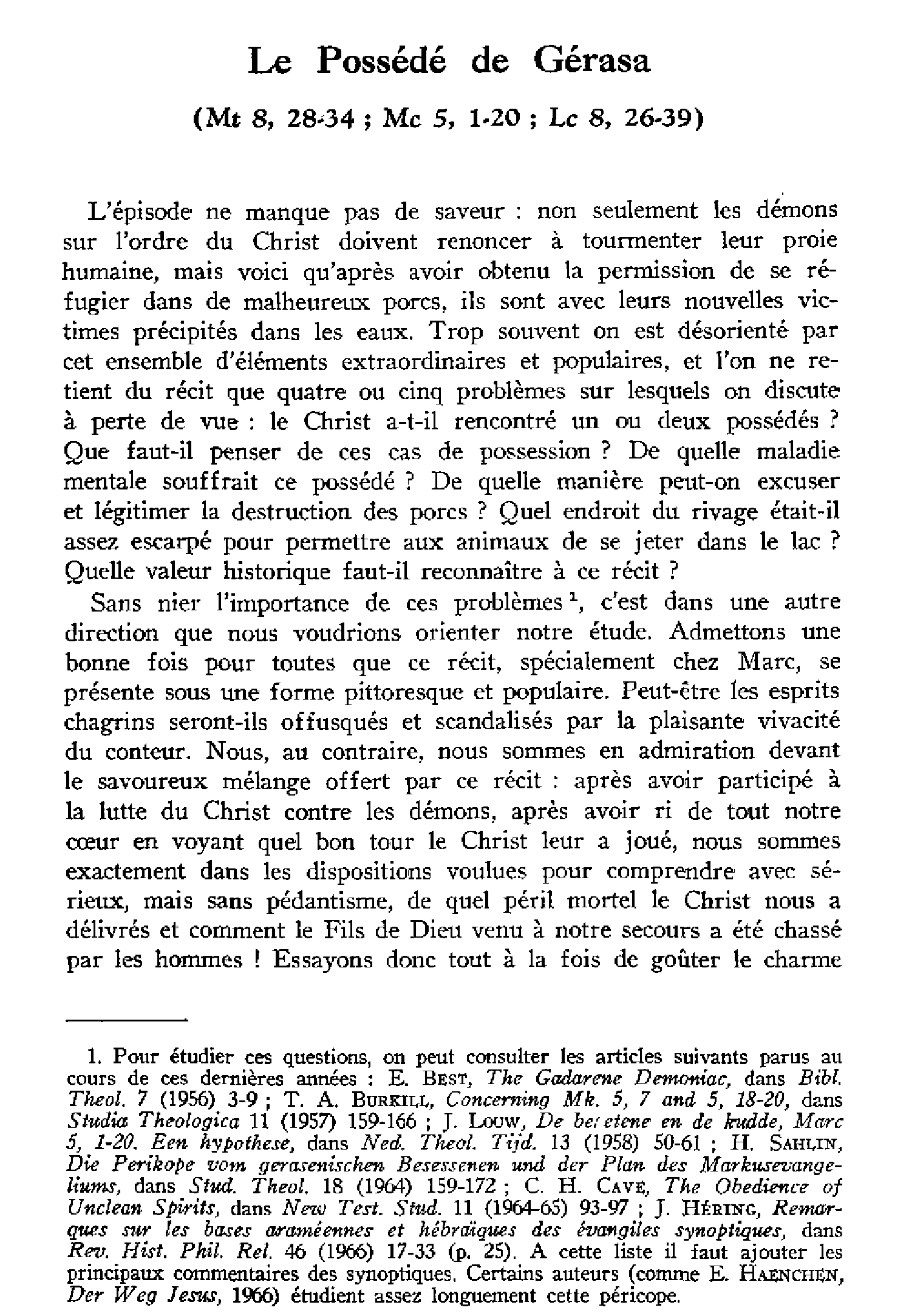 Le Possédé de Gérasa (Matthieu 8,28-34; Marc 5,1-20; Luc 8,26-39)
