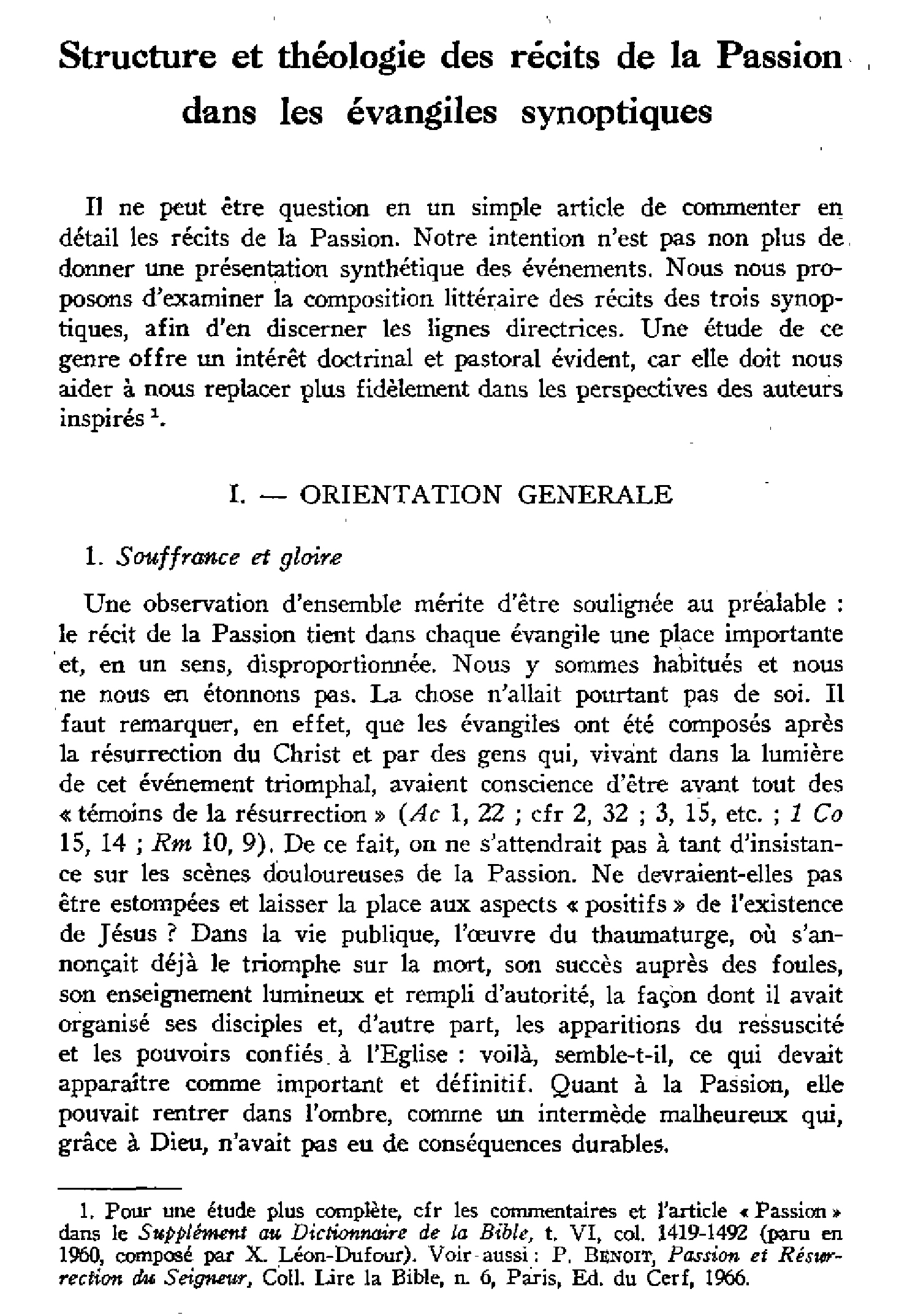 Structure et théologie des récits de la Passion dans les évangiles synoptiques