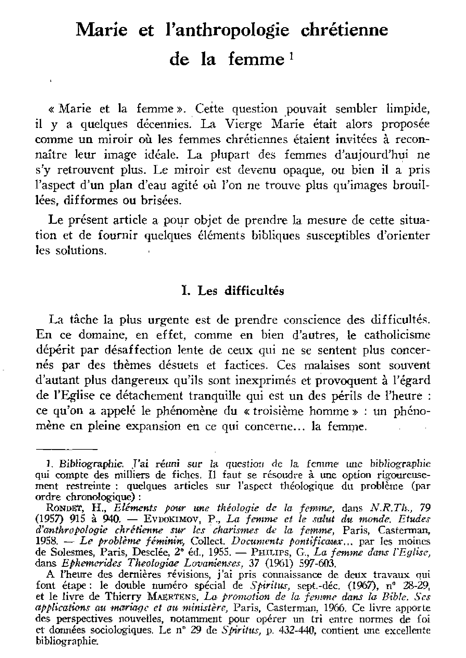 Marie et l'anthropologie chrétienne de la femme