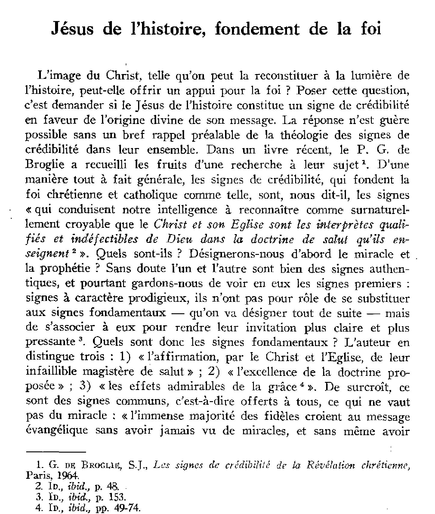 Jésus de l'histoire, fondement de la foi