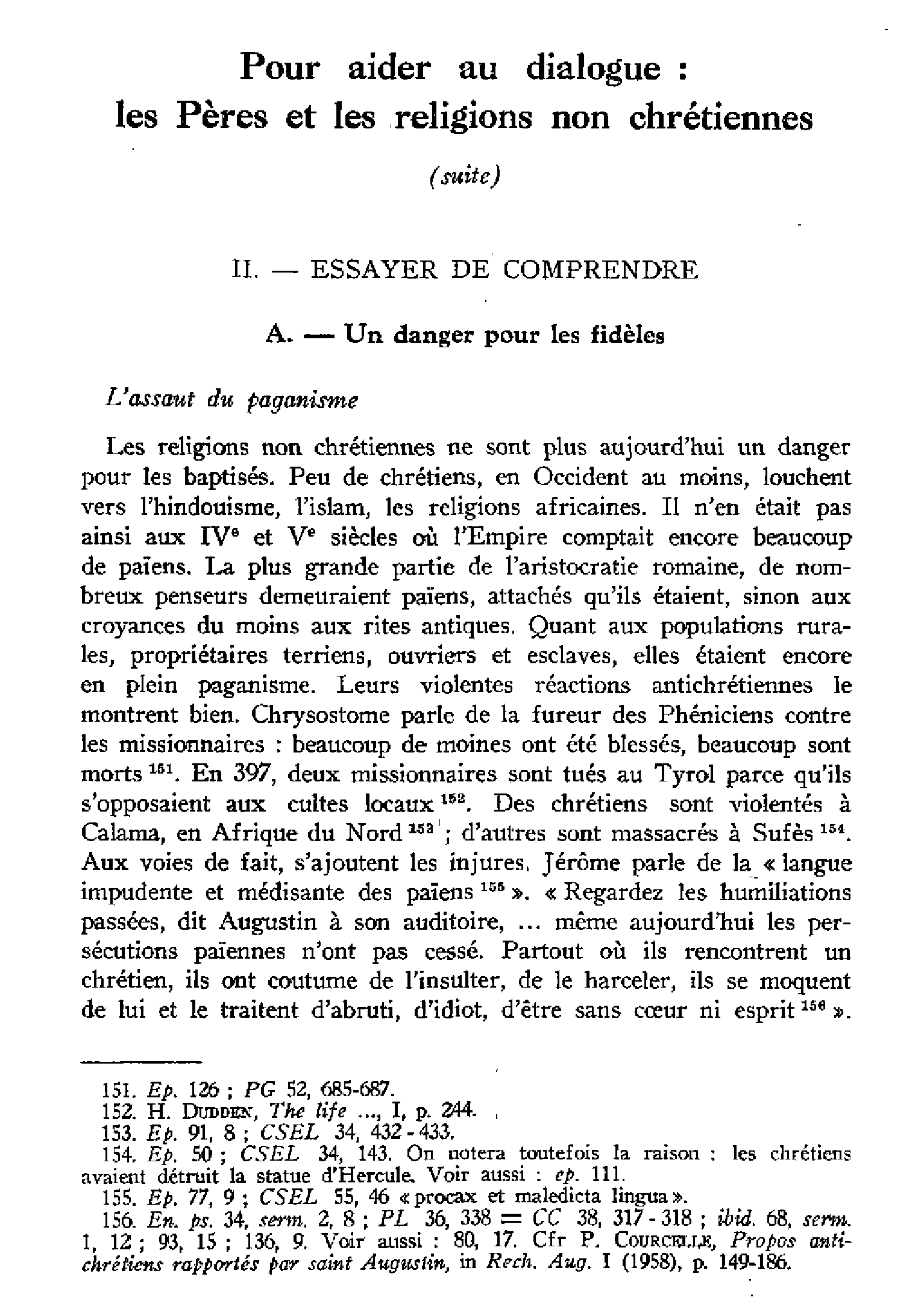 Pour aider au dialogue: les Pères et les religions non chrétiennes (suite)