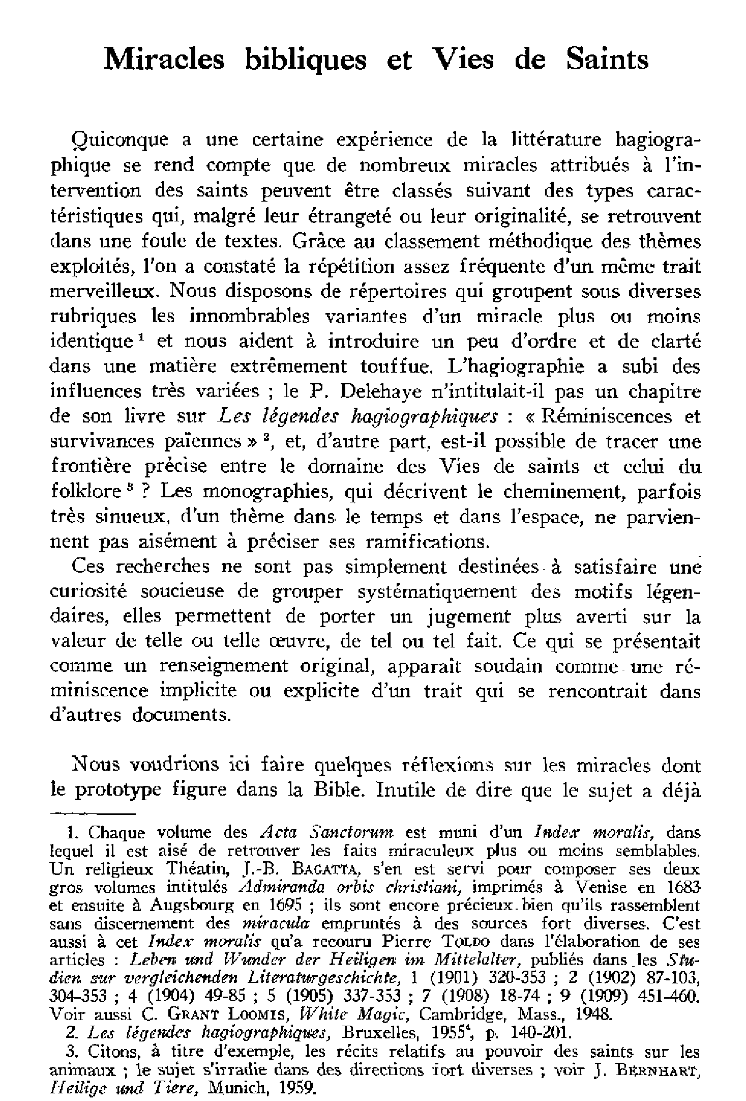 Miracles bibliques et Vies de Saints
