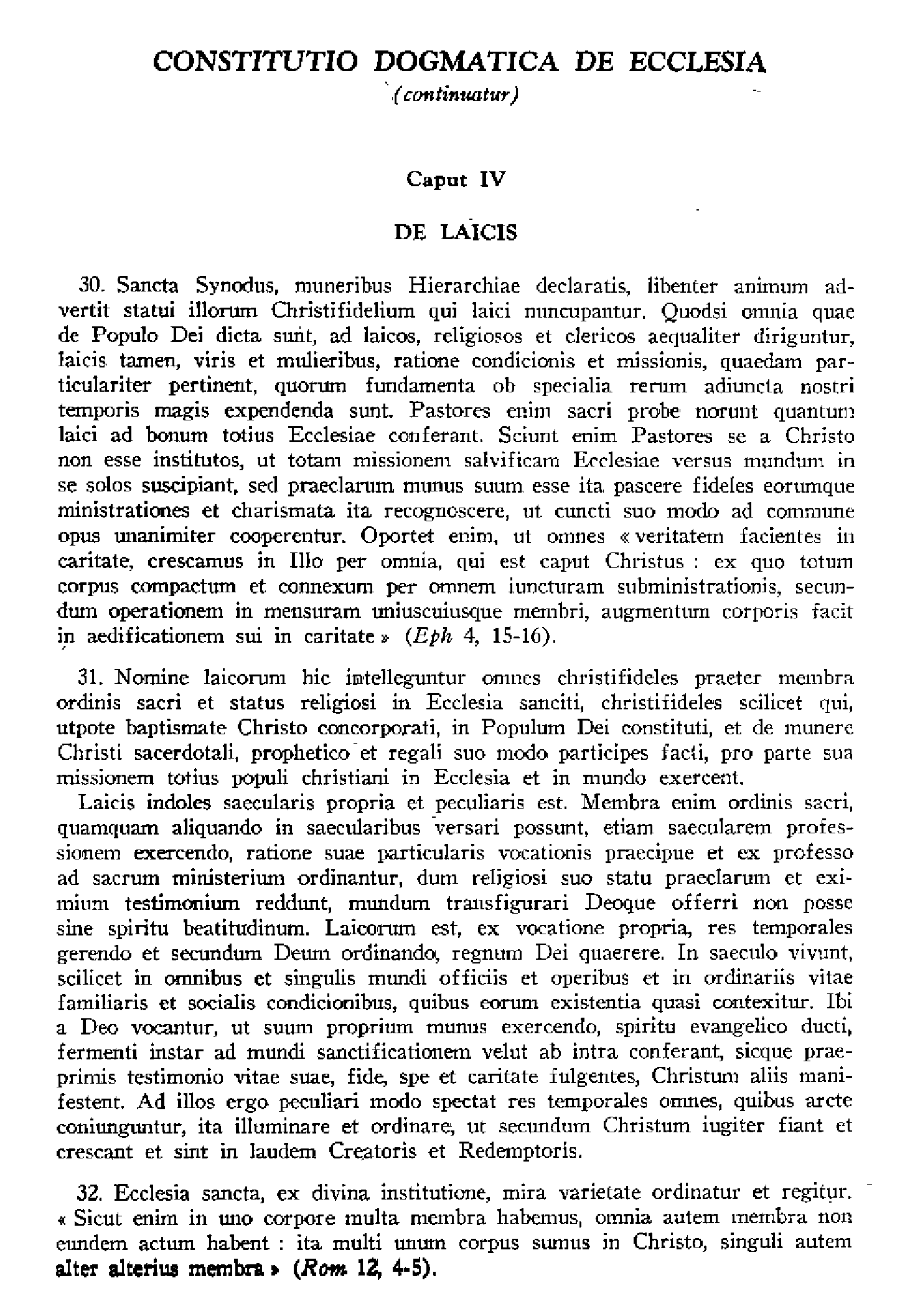 Constitution dogmatique sur l'Église (chap. IV à VIII). Texte latin et traduction française