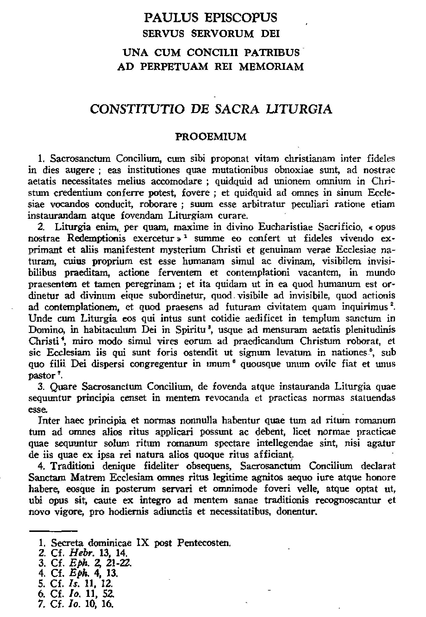 Constitution sur la liturgie. Texte latin et traduction française