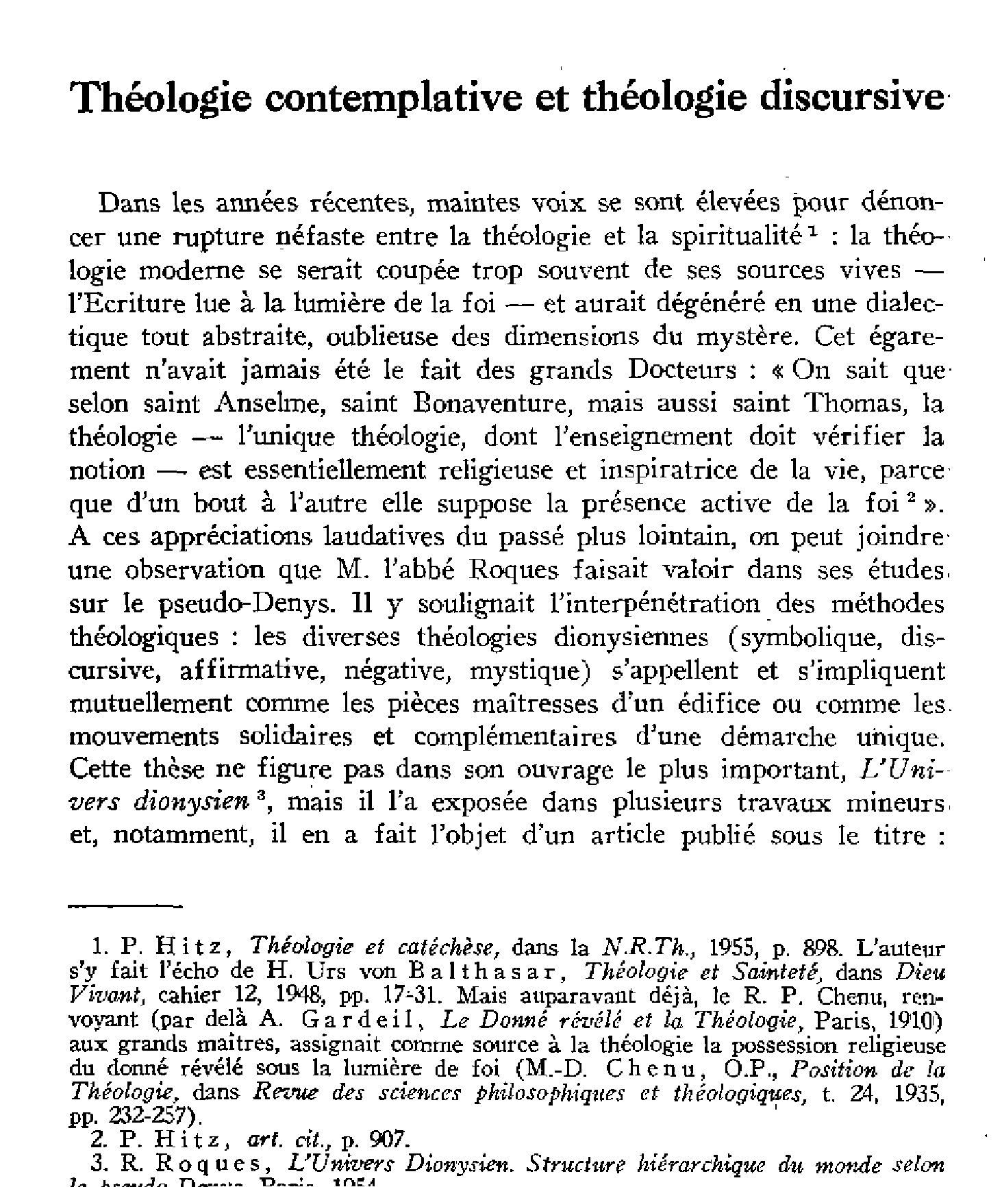 Théologie contemplative et théologie discursive