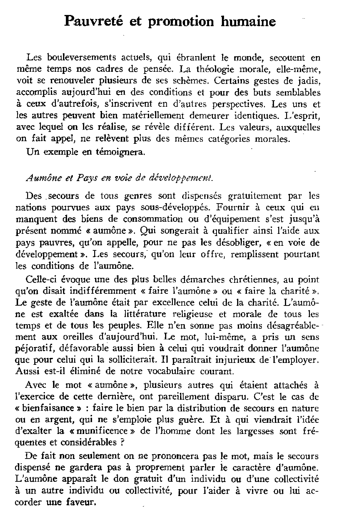 Pauvreté et promotion humaine