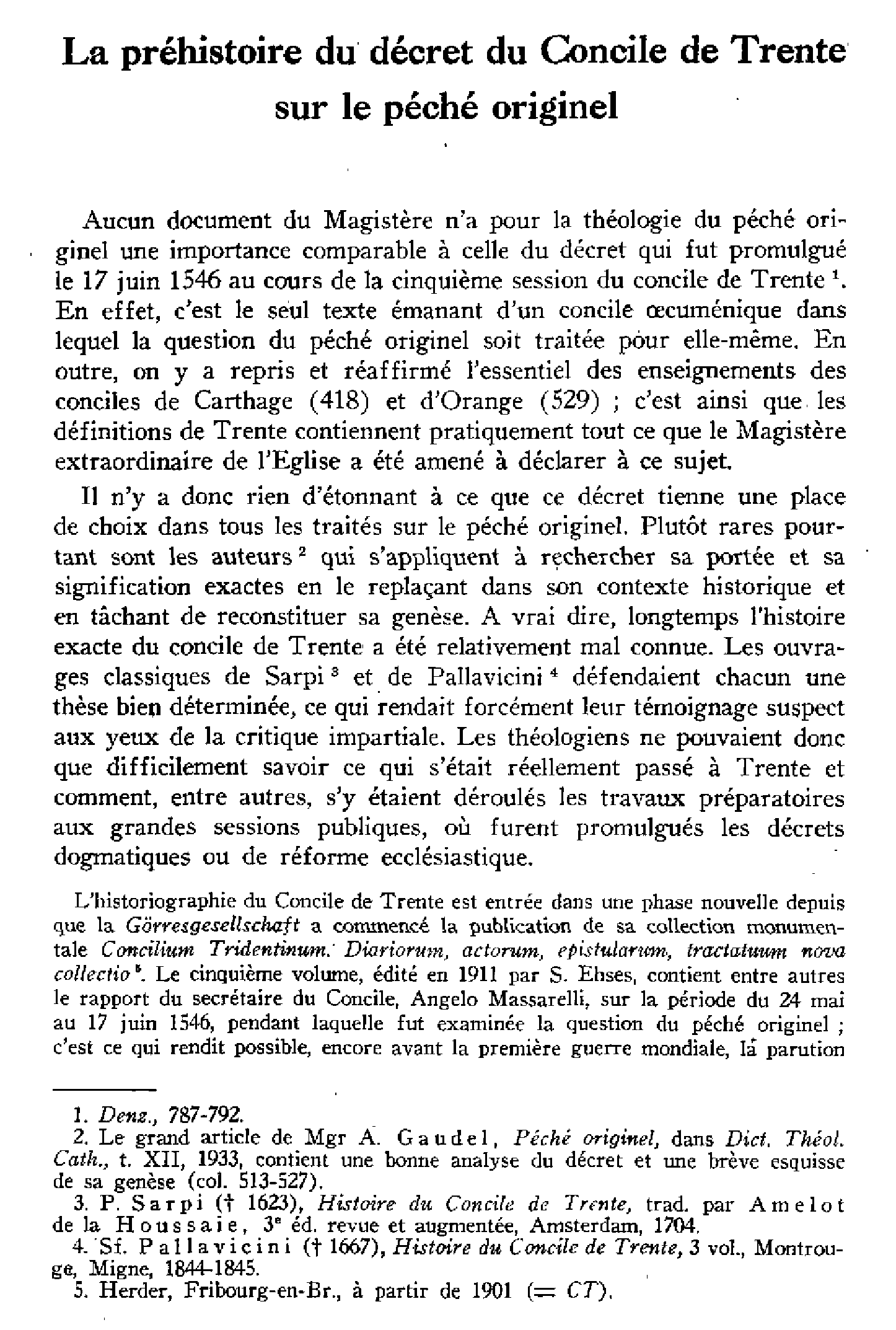 La préhistoire du décret du Concile de Trente sur le péché originel (à suivre)