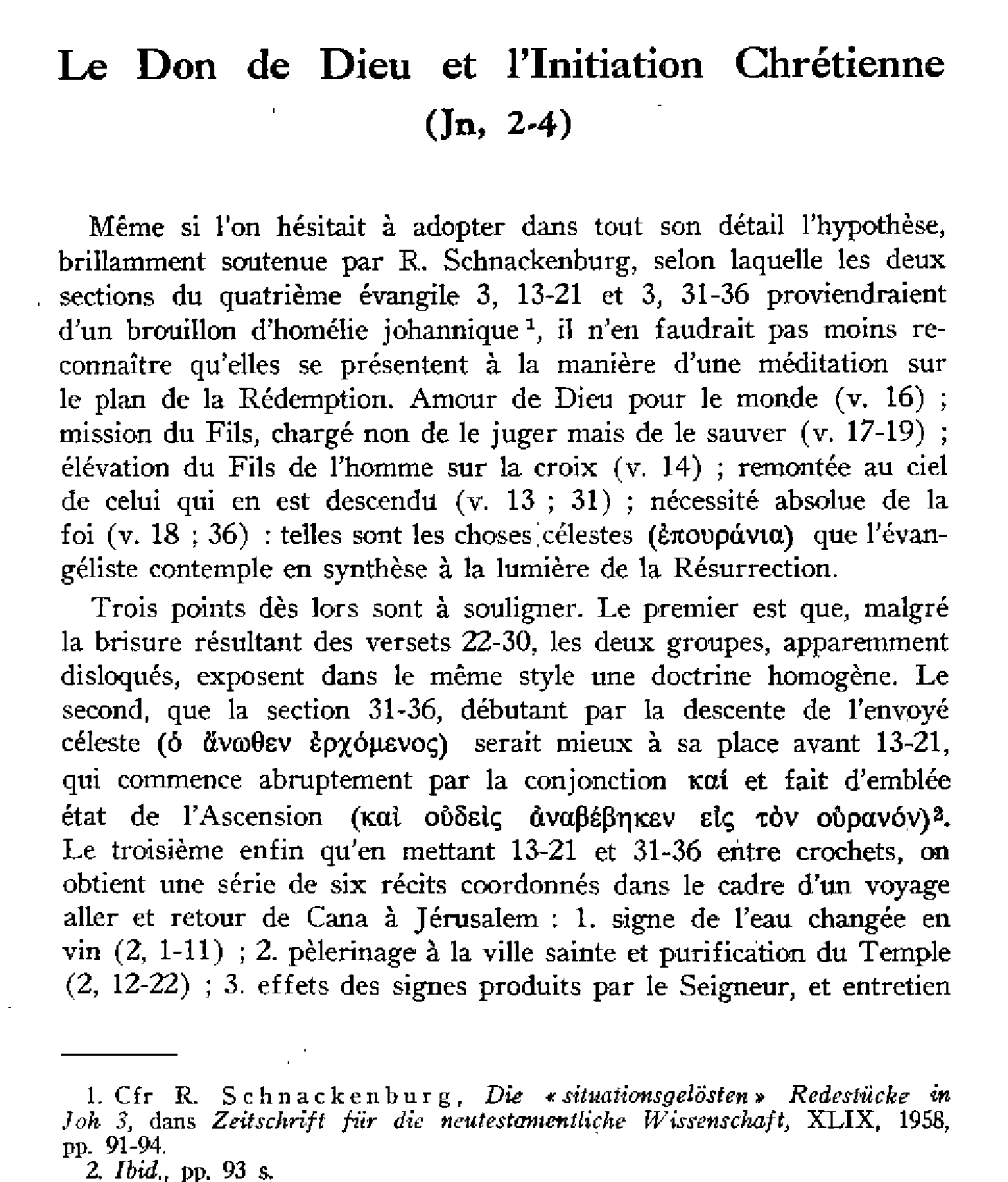 Le don de Dieu et l'initiation chrétienne (Jean 2,4)