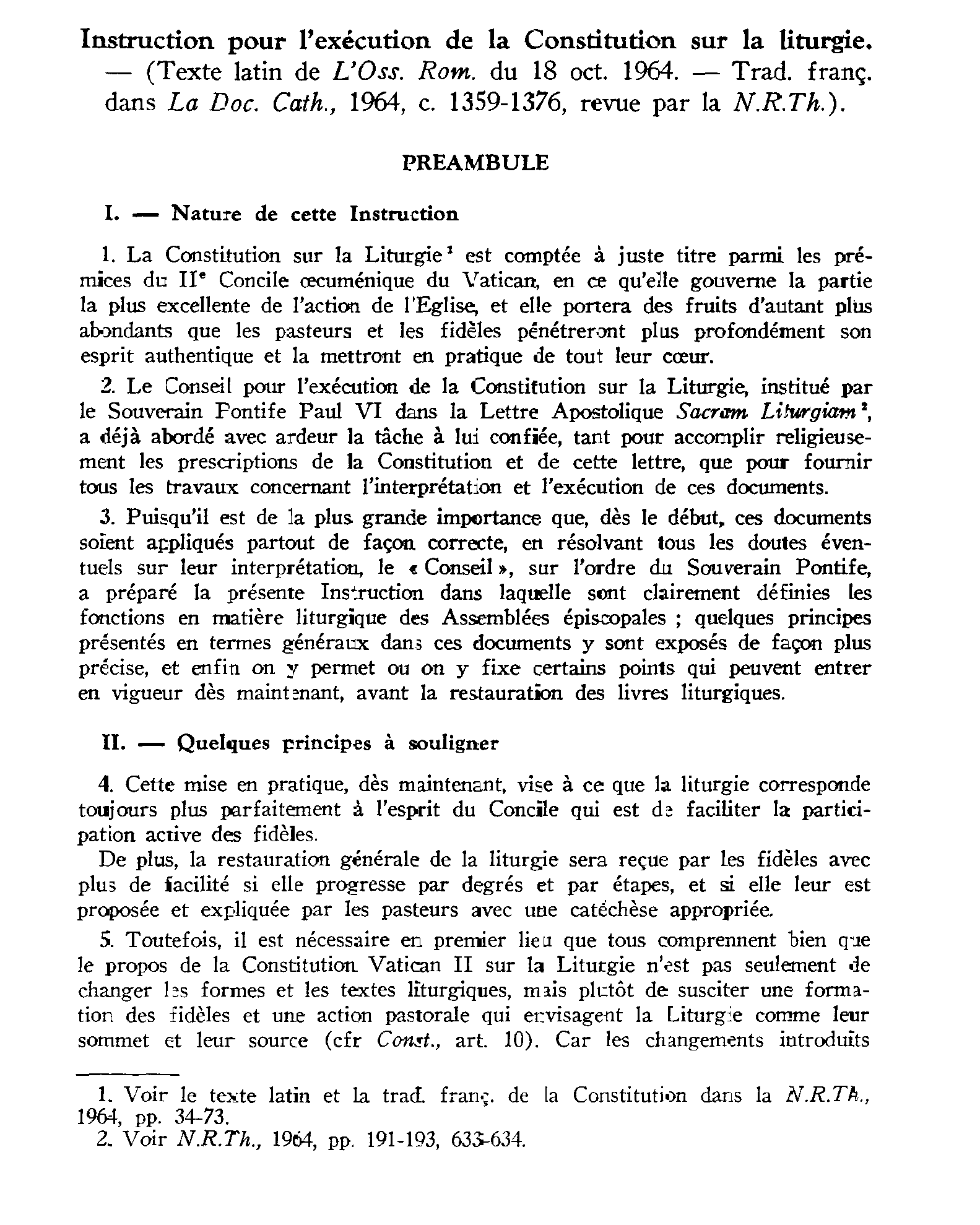 Instruction pour l'exécution de la Constitution sur la liturgie