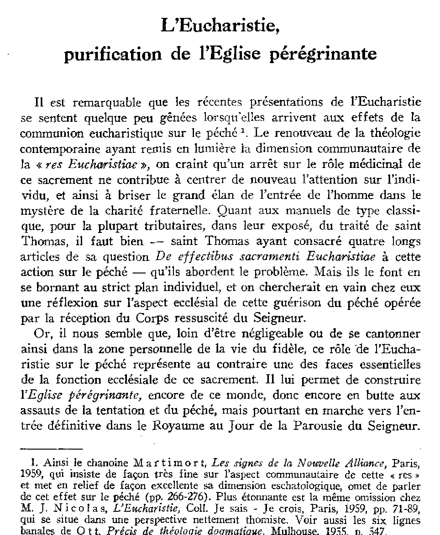 L'Eucharistie, purification de l'Église pérégrinante (à suivre)