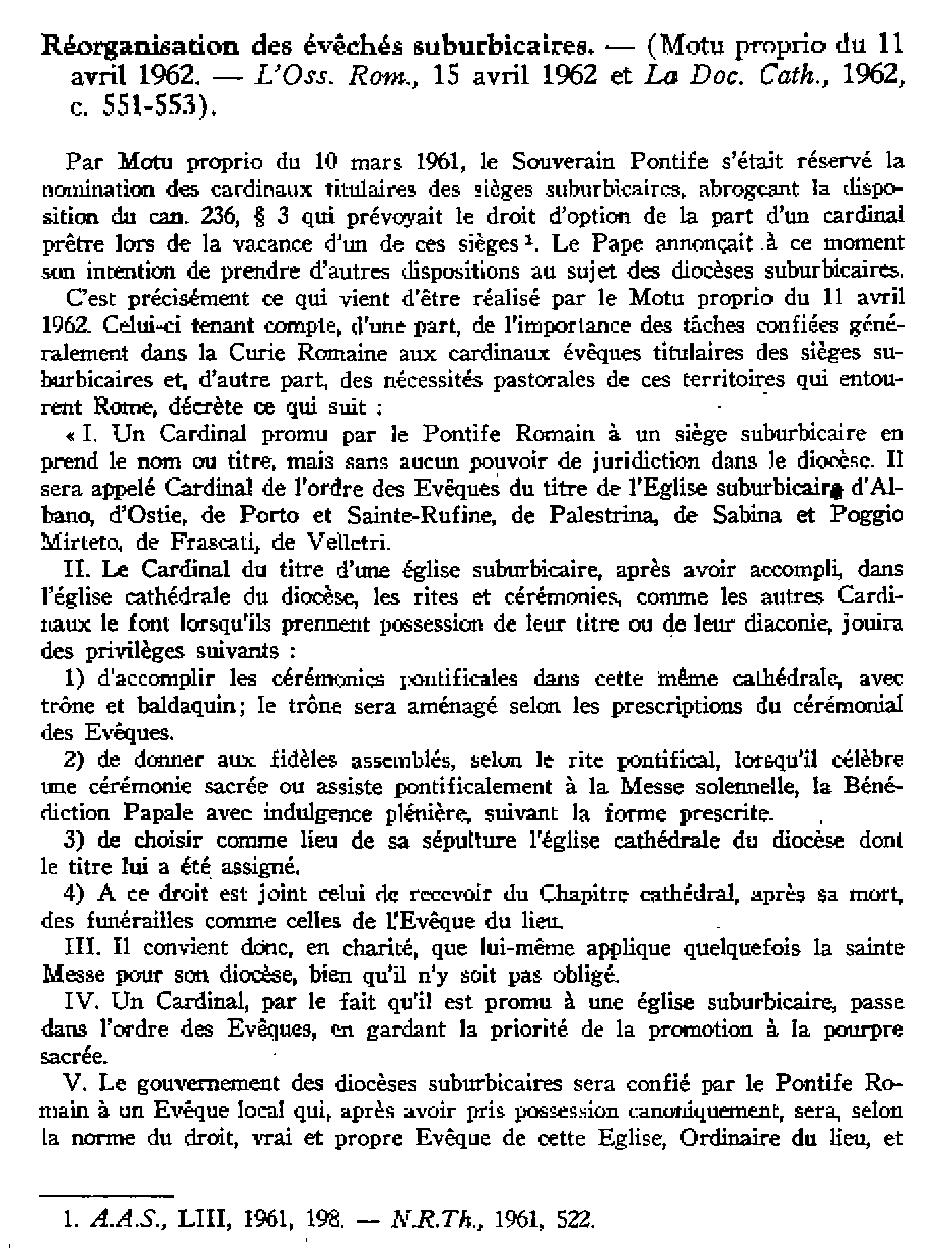 Commission centrale du Concile. Ve et VIe sessions, 26 mars-3 avril, 3-12 mai 1962