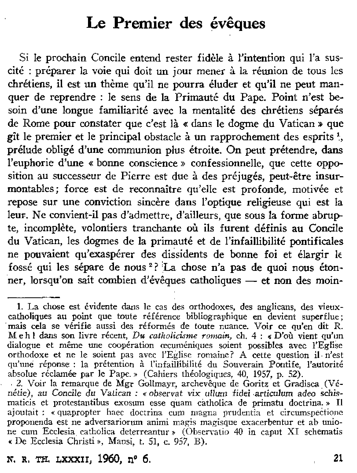 Le premier des évêques
