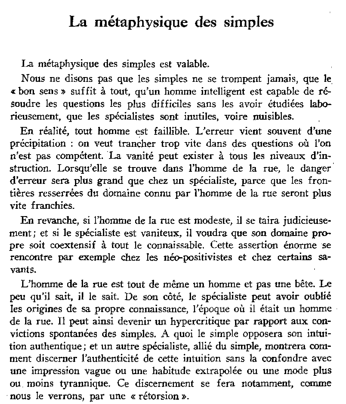 La métaphysique des simples