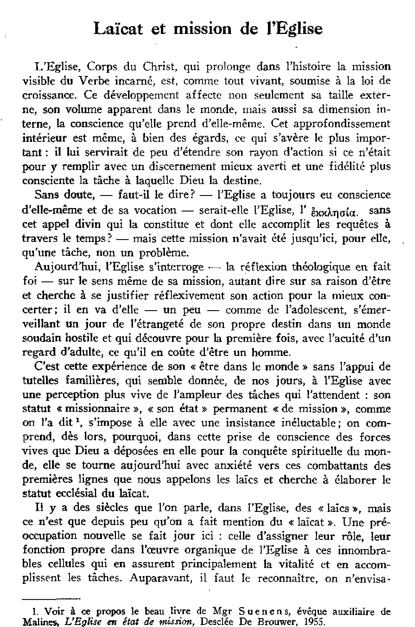 Laïcat et mission de l'Église