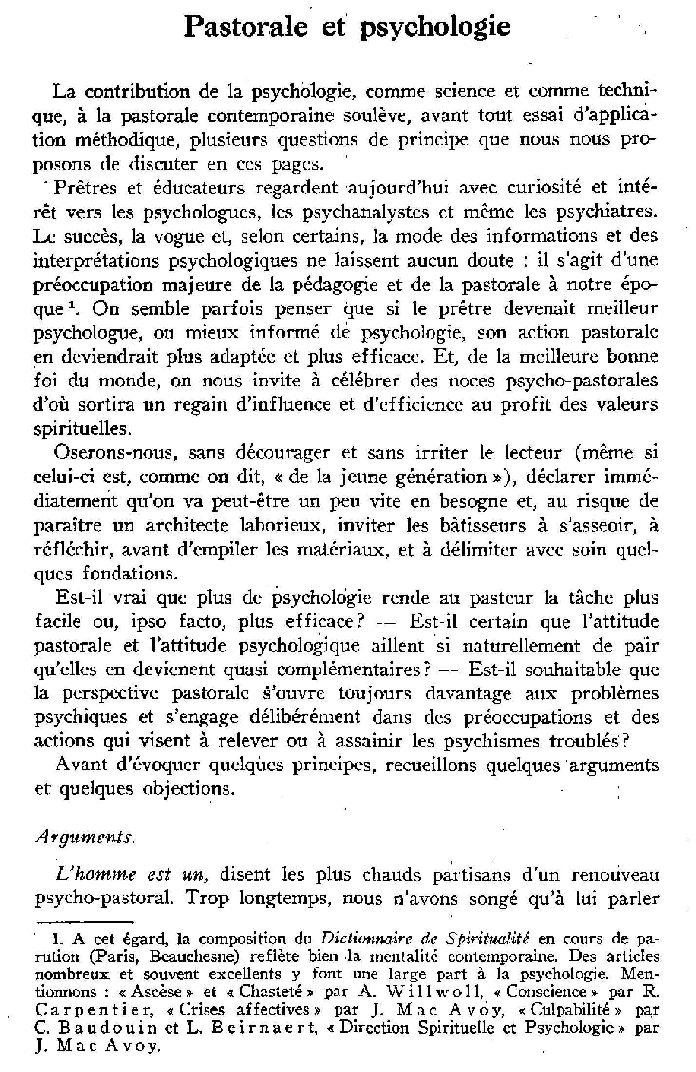 Pastorale et psychologie