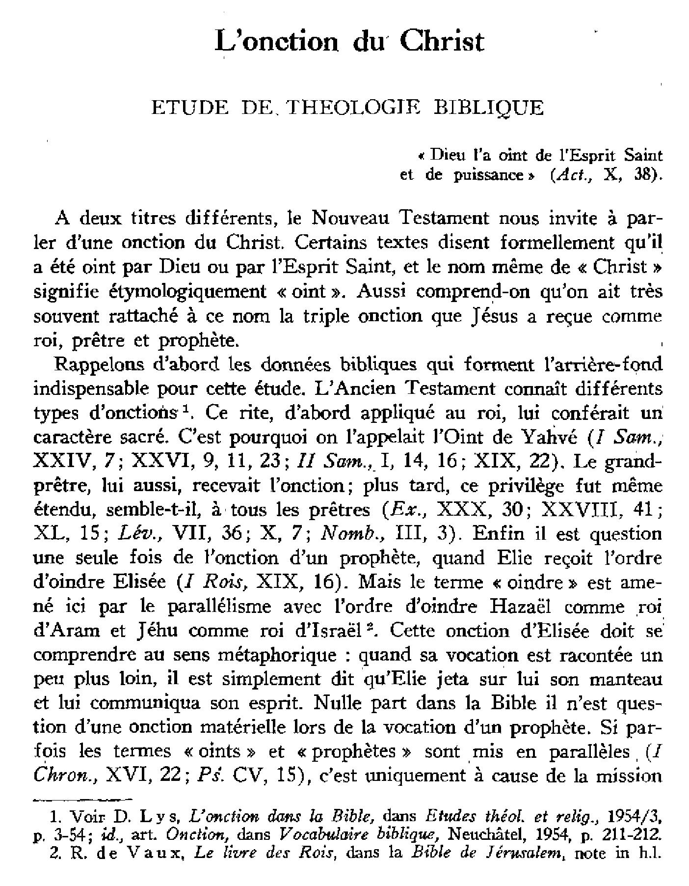 L'onction du Christ. Étude de théologie biblique