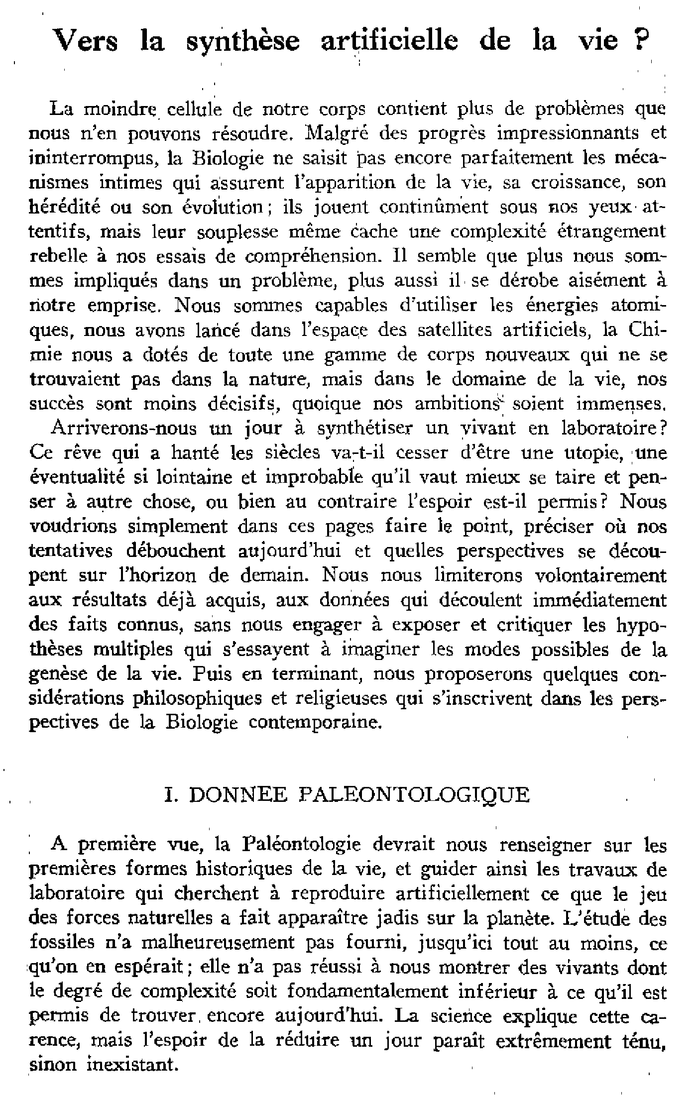 Vers la synthèse artificielle de la vie?