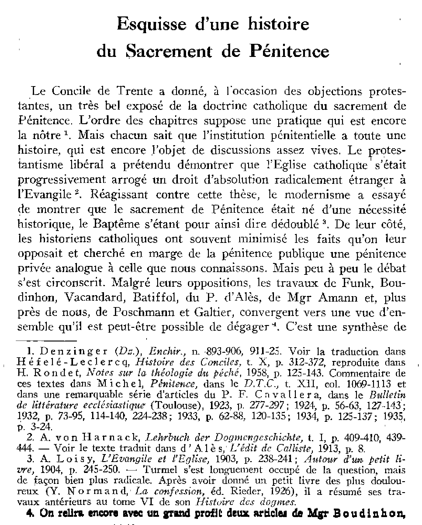Esquisse d'une histoire du Sacrement de Pénitence