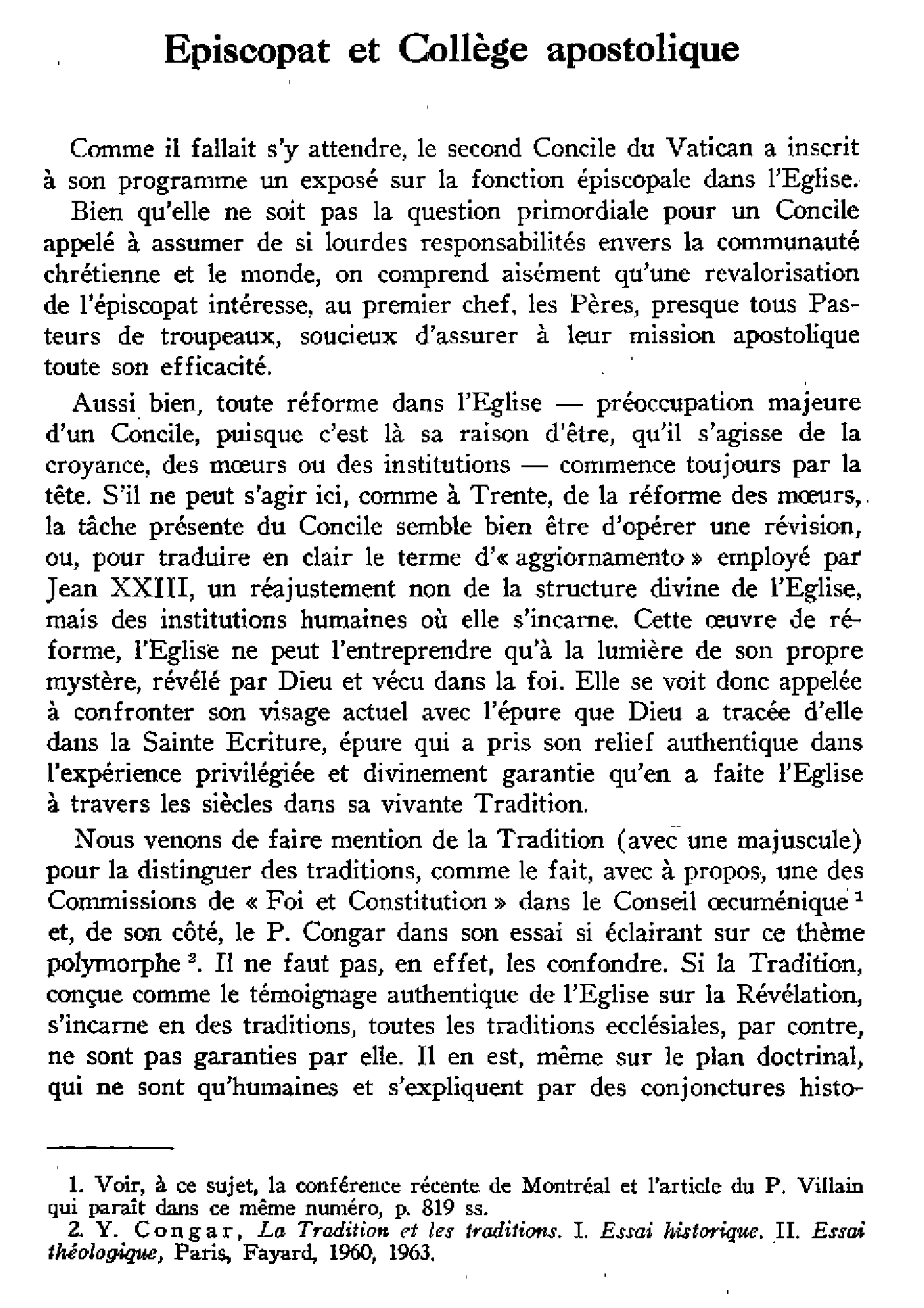 Épiscopat et Collège apostolique