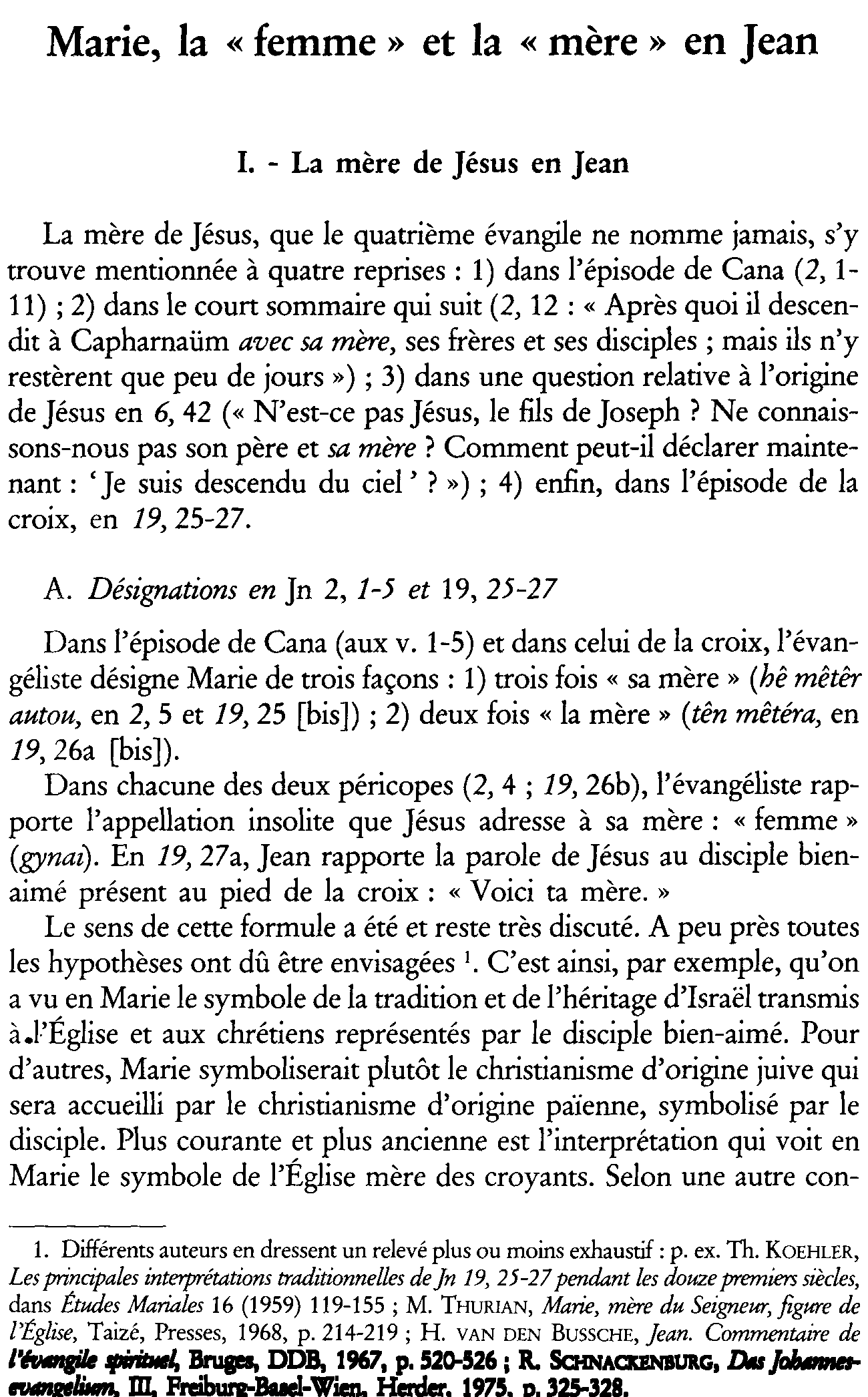 Marie, la «femme» et la «mère» en Jean