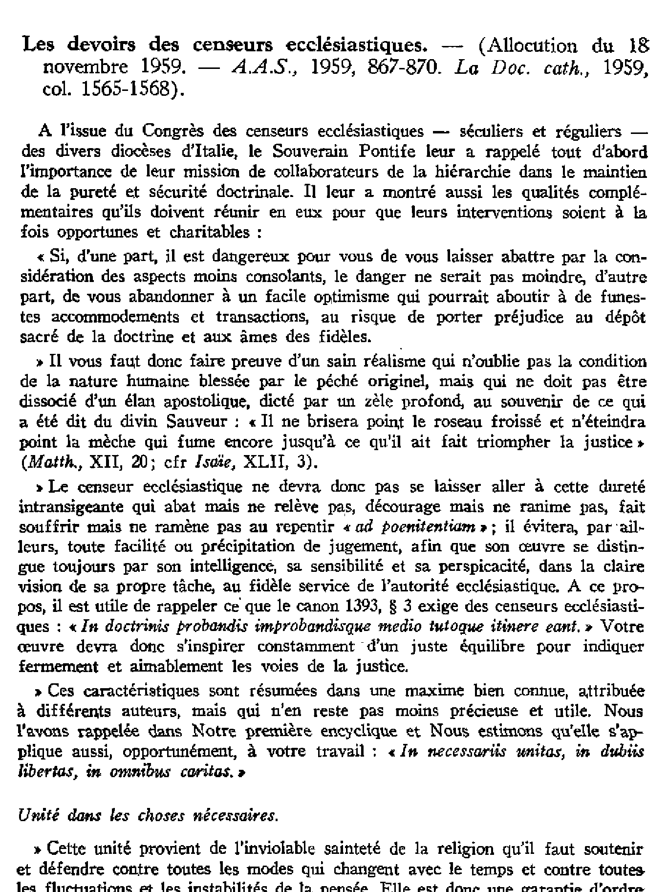 Les devoirs de censeurs ecclésiastiques.Allocution à des séminaristes.Responsabilité de la presse