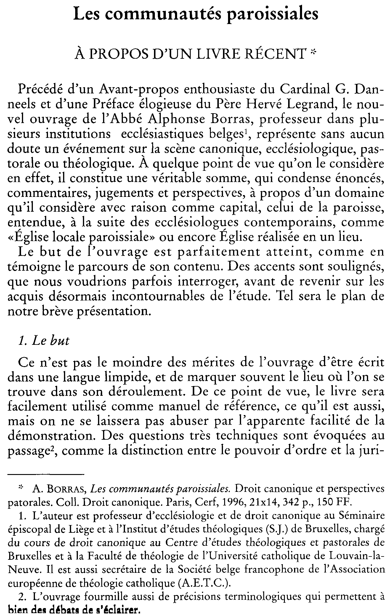 Les communautés paroissiales. À propos d'un livre récent