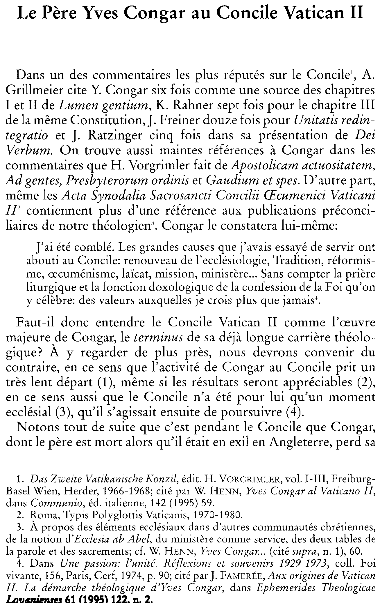 Le Père Yves Congar au Concile Vatican II