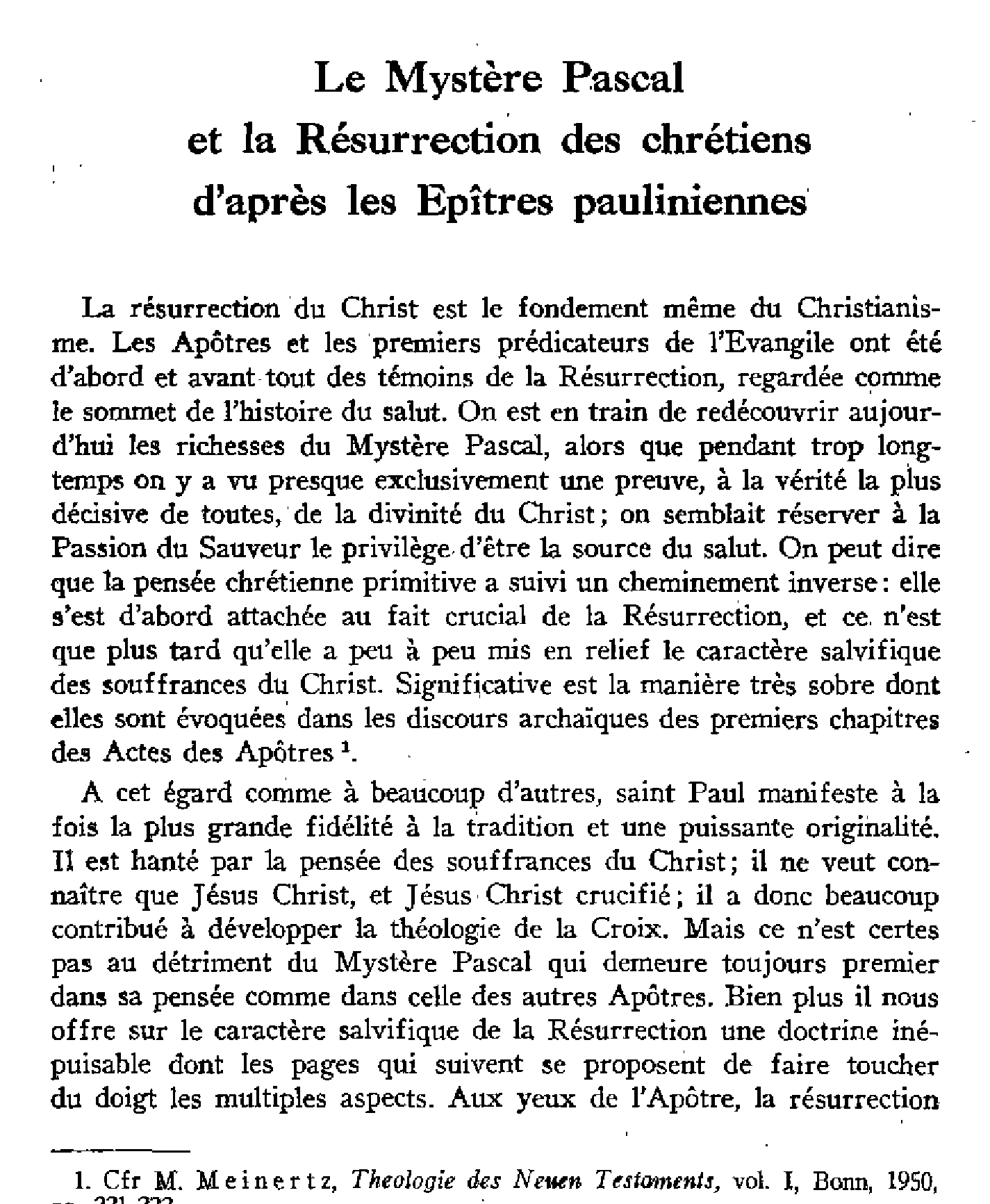 Le Mystère pascal et la Résurrection des chrétiens d'après les Épîtres pauliniennes