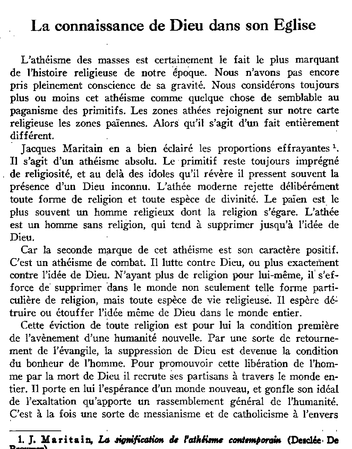 La connaissance de Dieu dans son Église