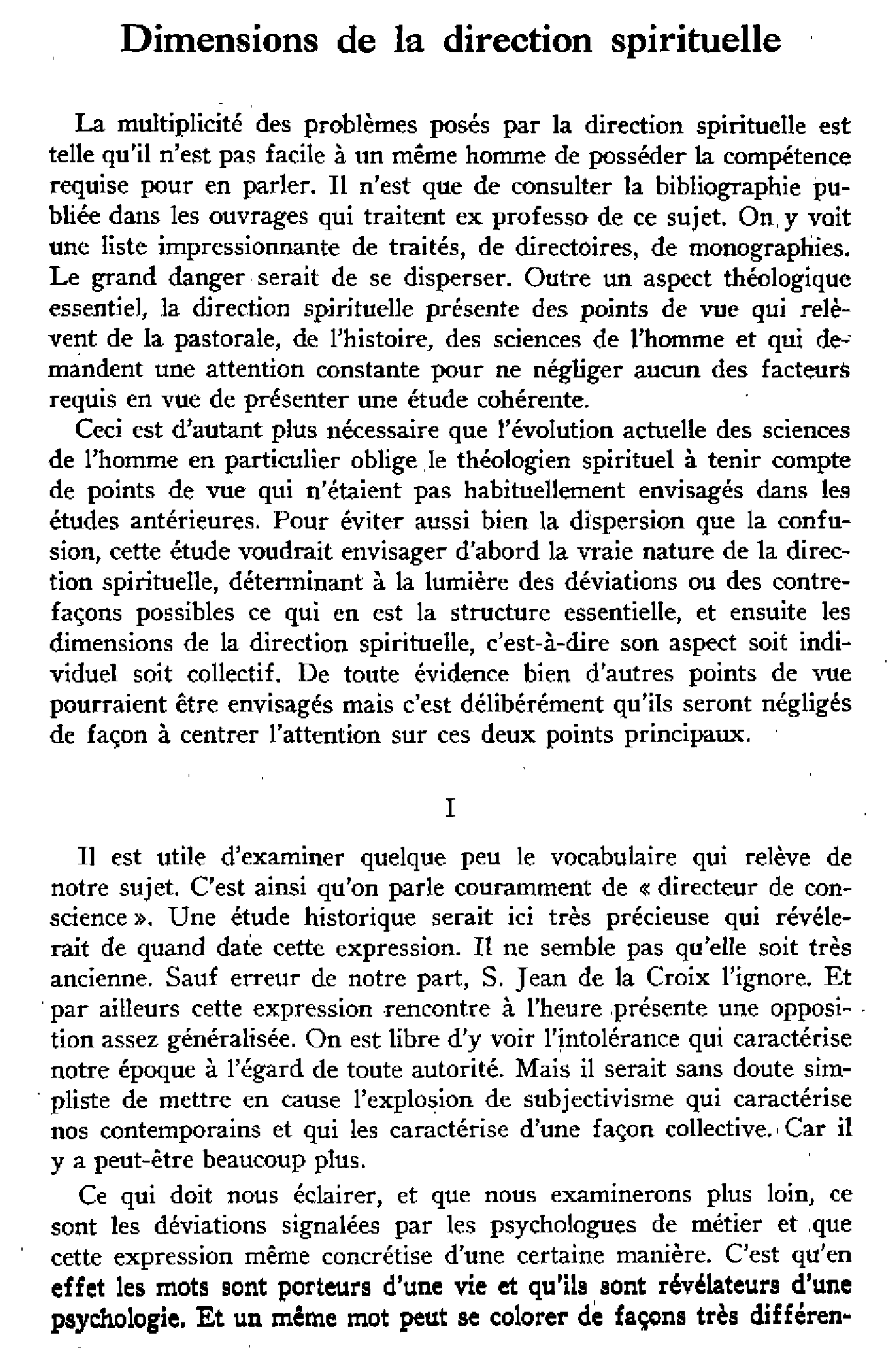 Dimensions de la direction spirituelle