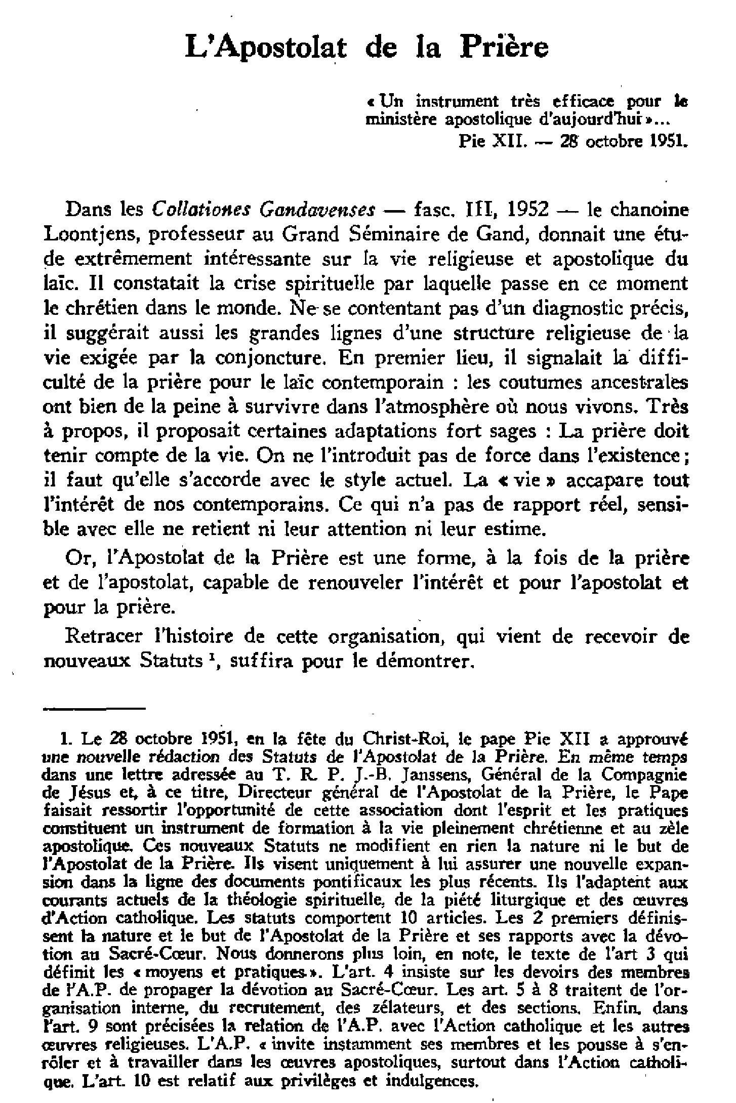 L'Apostolat de la Prière