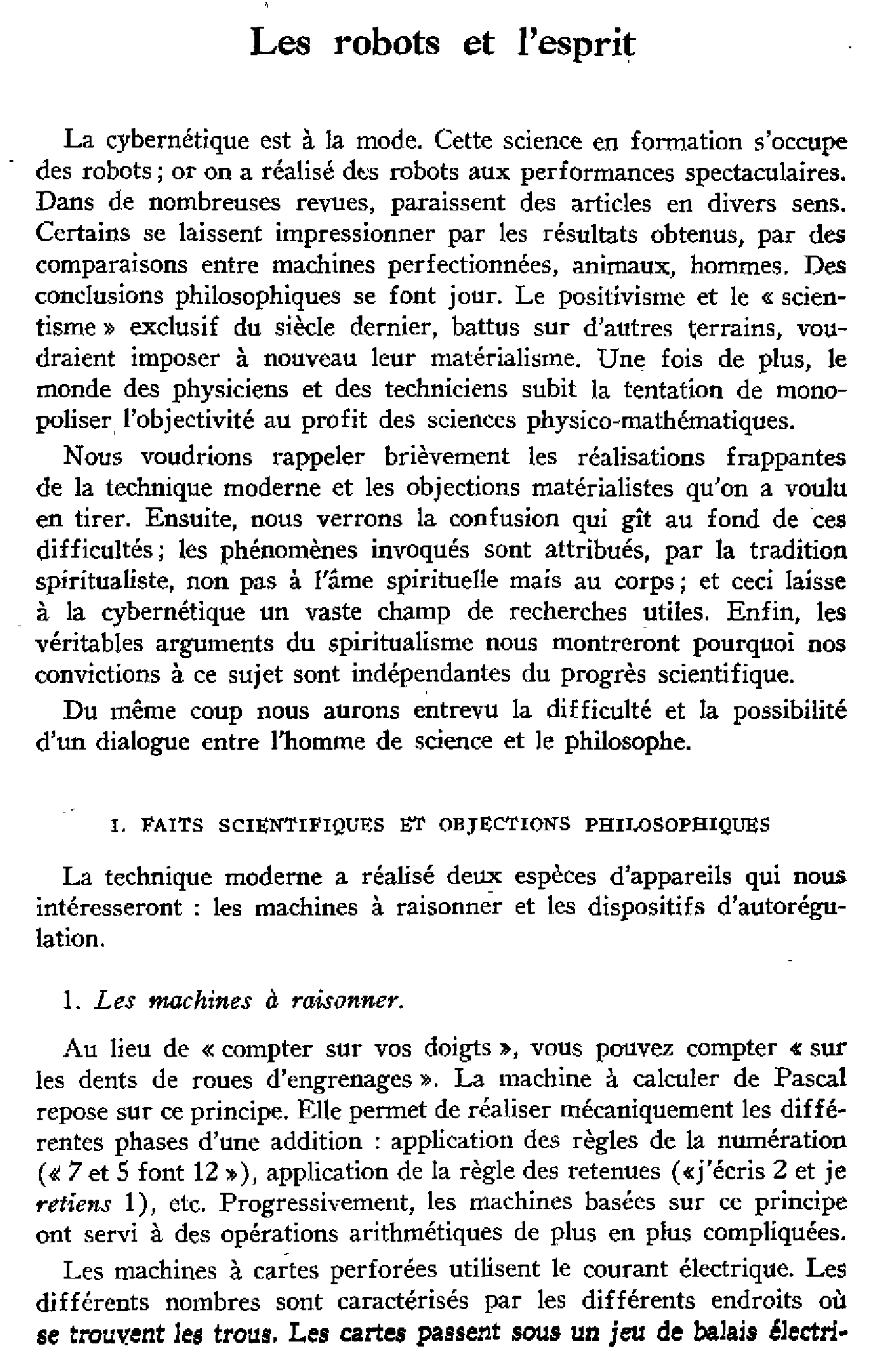 Les robots et l'esprit