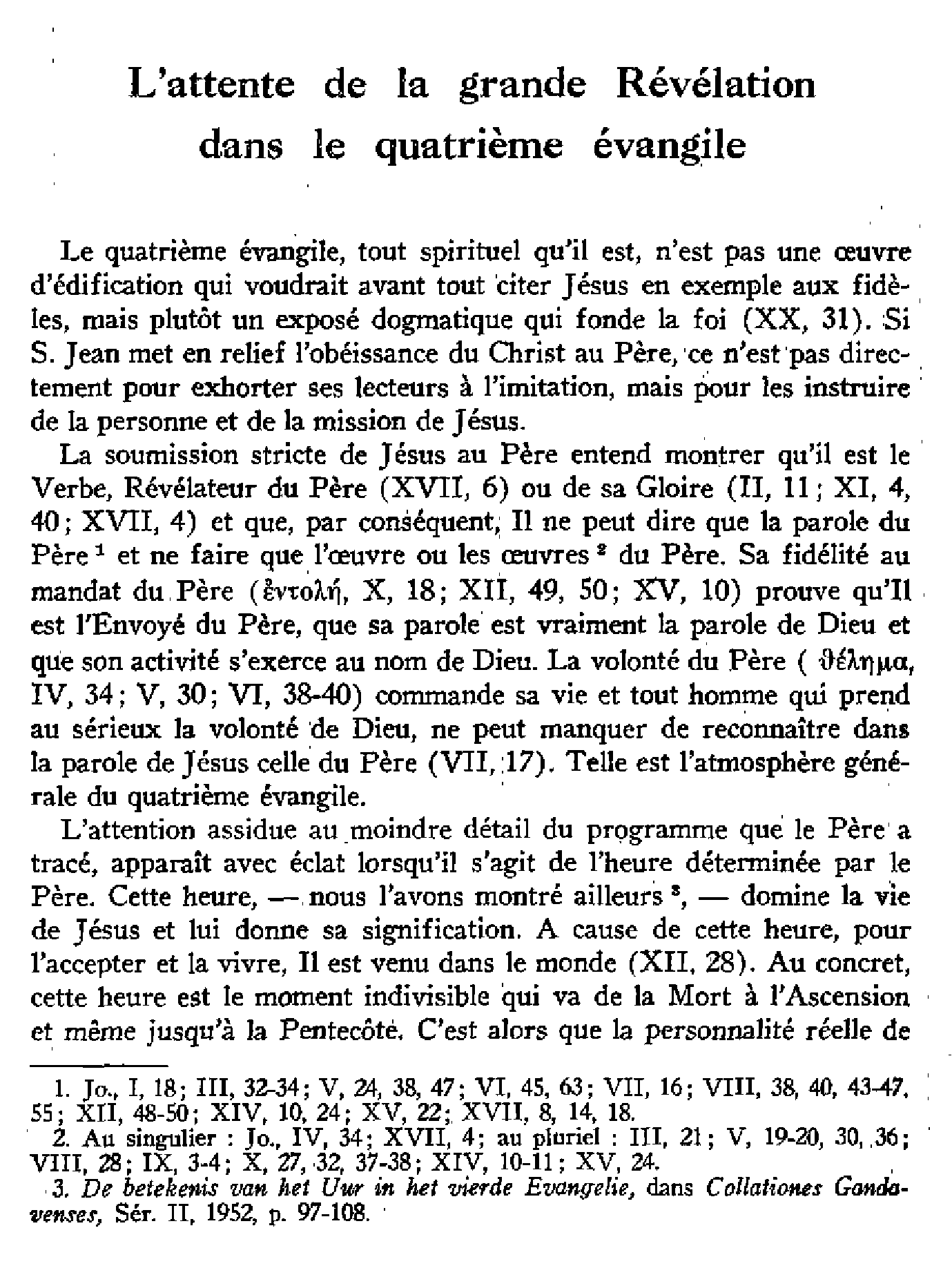 L'attente de la grande Révélation dans le quatrième évangile