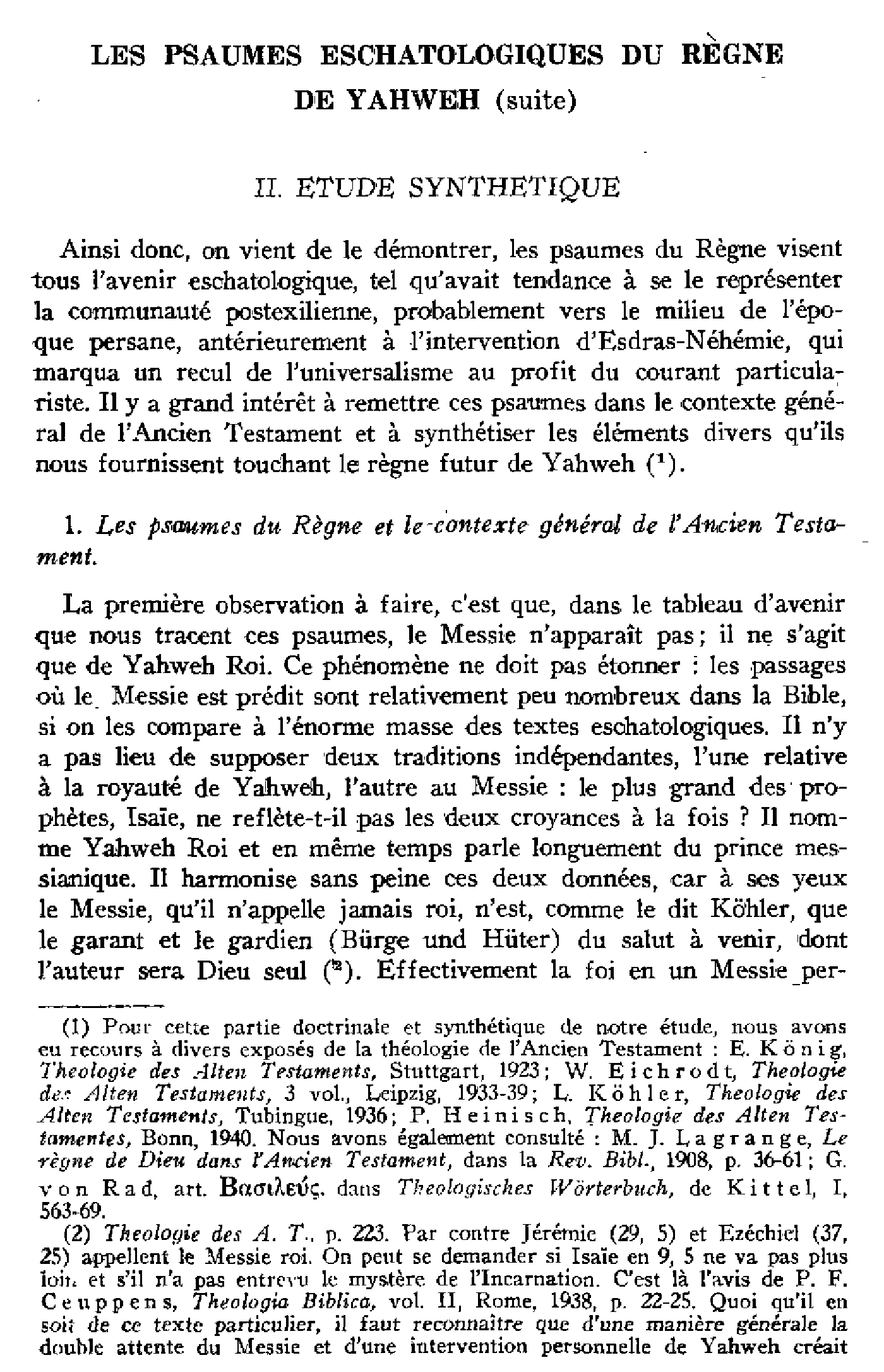 Les psaumes eschatologiques du règne de Yahweh. II