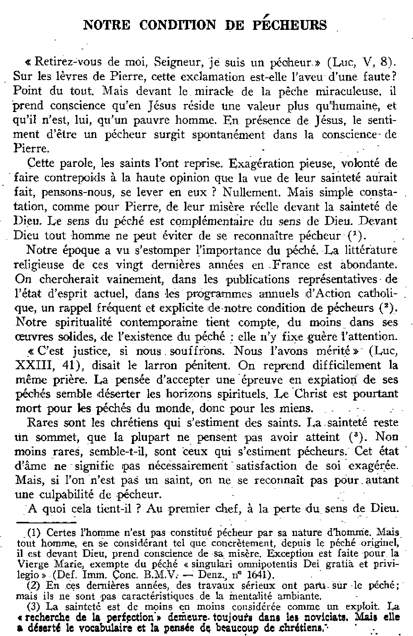 Notre condition de pécheurs