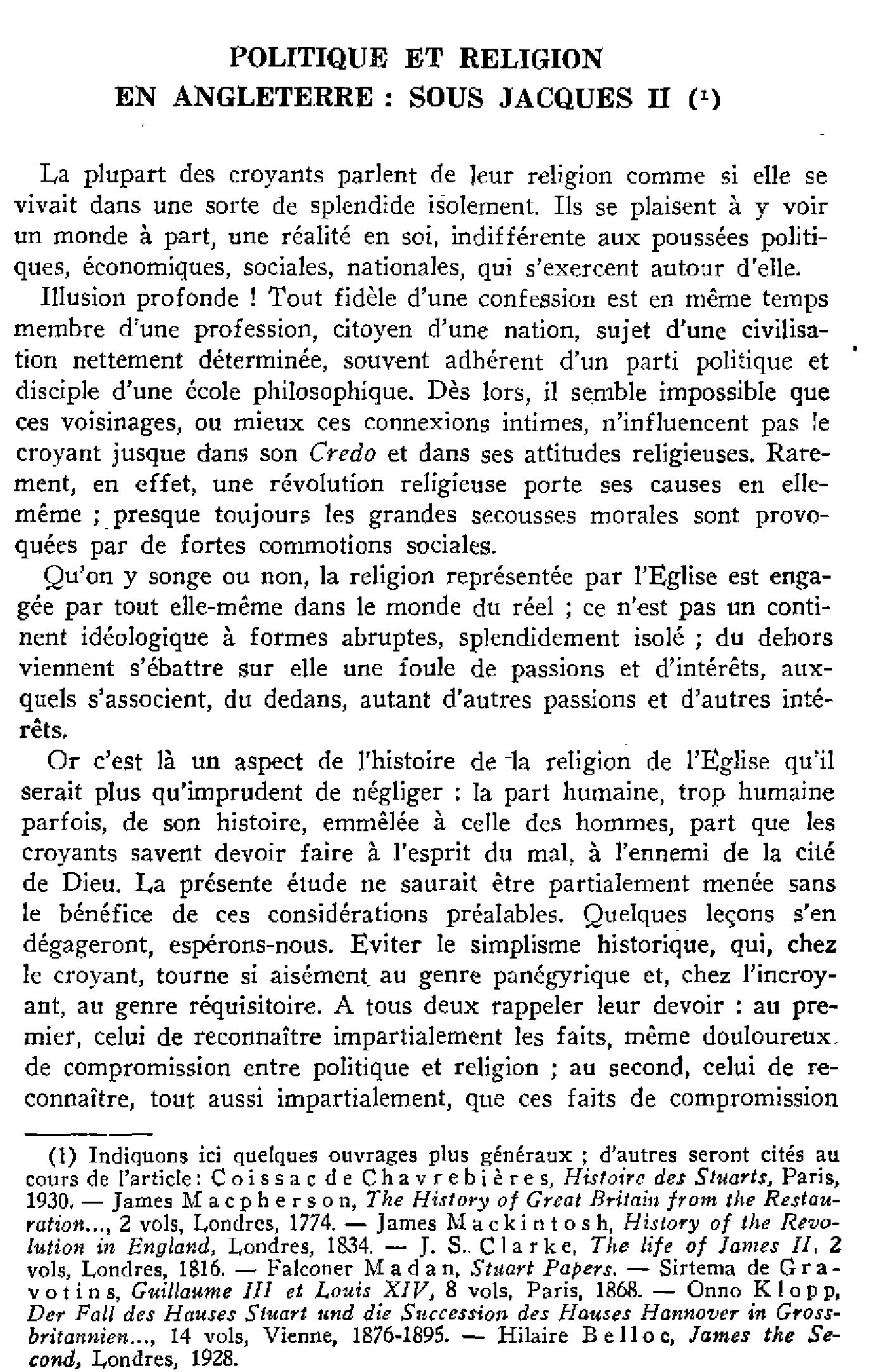 Politique et religion. En Angleterre, sous Jacques II